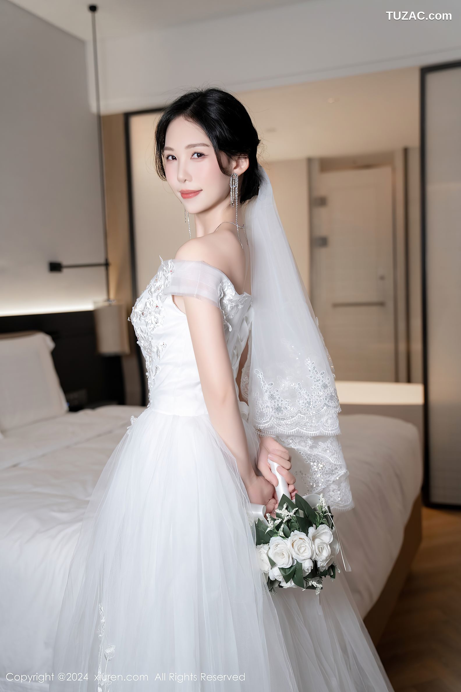 XiuRen秀人网-8998-利世-白色婚纱白蕾丝内衣-2024.08.09