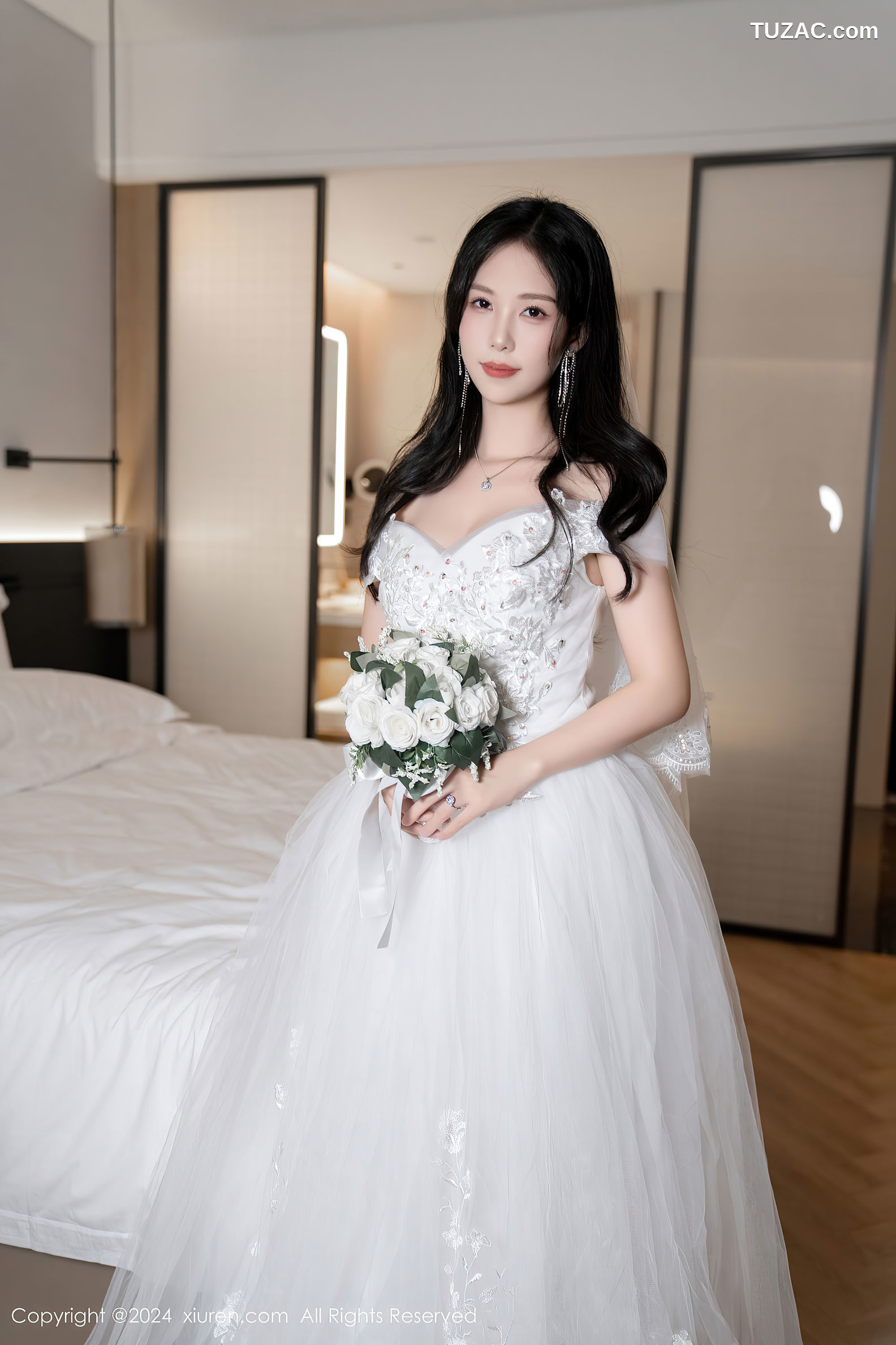 XiuRen秀人网-8998-利世-白色婚纱白蕾丝内衣-2024.08.09