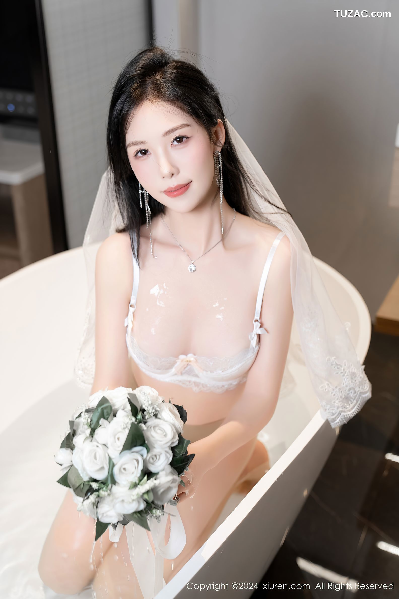 XiuRen秀人网-8998-利世-白色婚纱白蕾丝内衣-2024.08.09