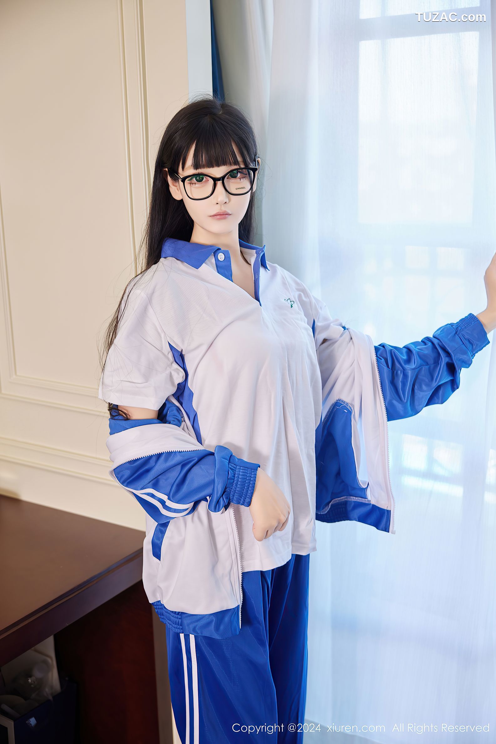 XiuRen秀人网-9000-智恩baby-首套写真-蓝白学生运动装白色内衣爆乳绑缚-2024.08.12