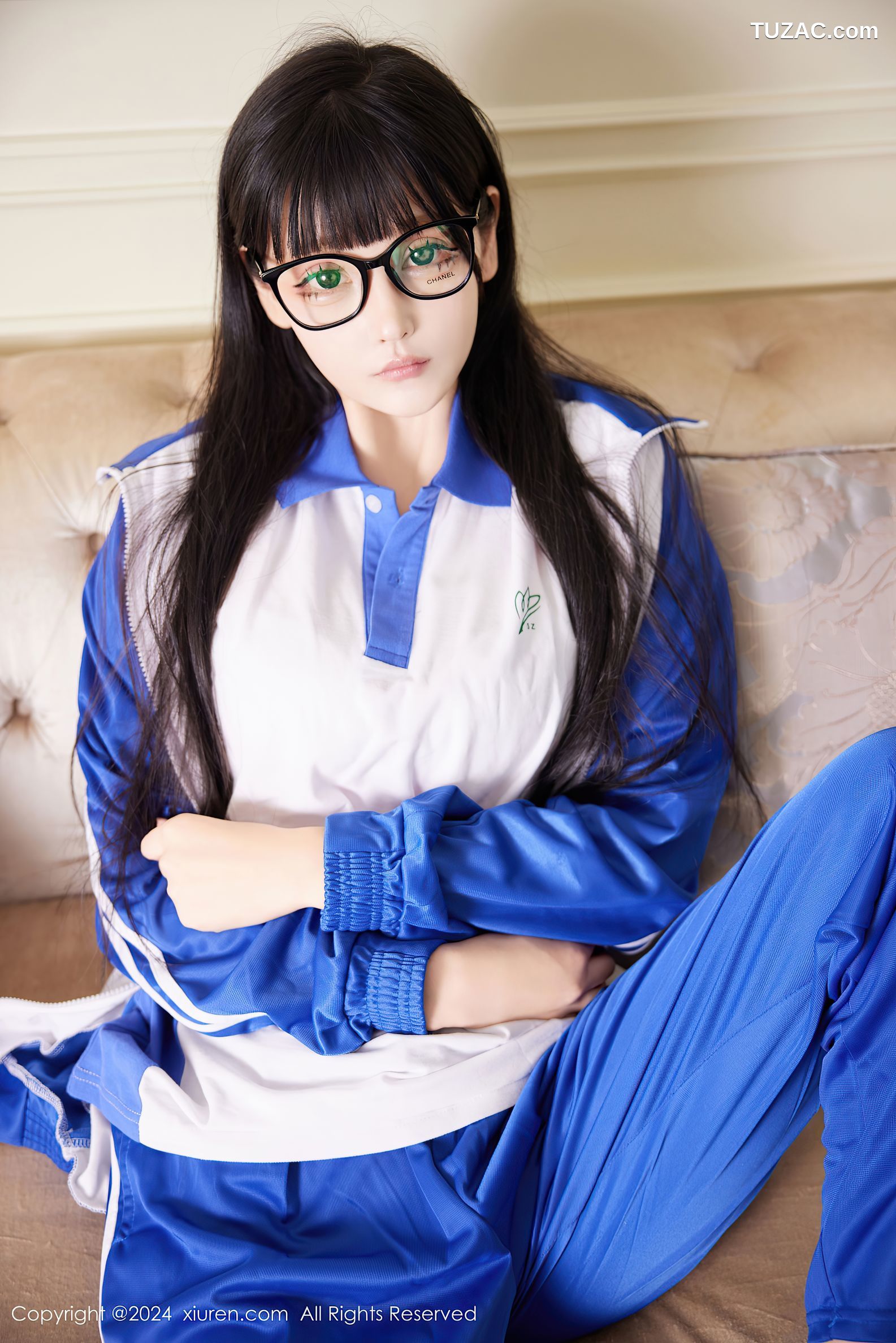 XiuRen秀人网-9000-智恩baby-首套写真-蓝白学生运动装白色内衣爆乳绑缚-2024.08.12