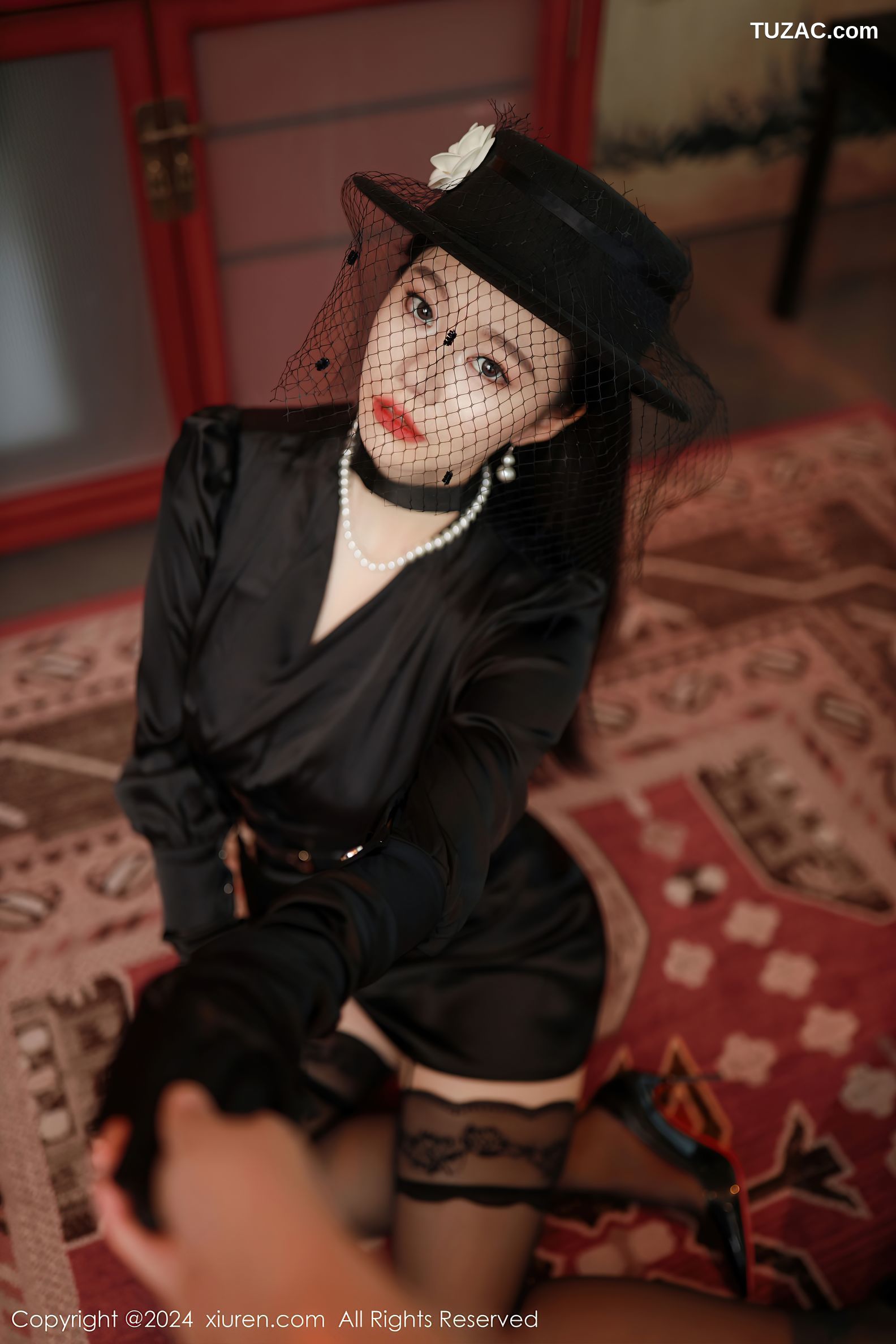 XiuRen秀人网-9041-安然anran-神秘黑衣黑色内衣-2024.08.20