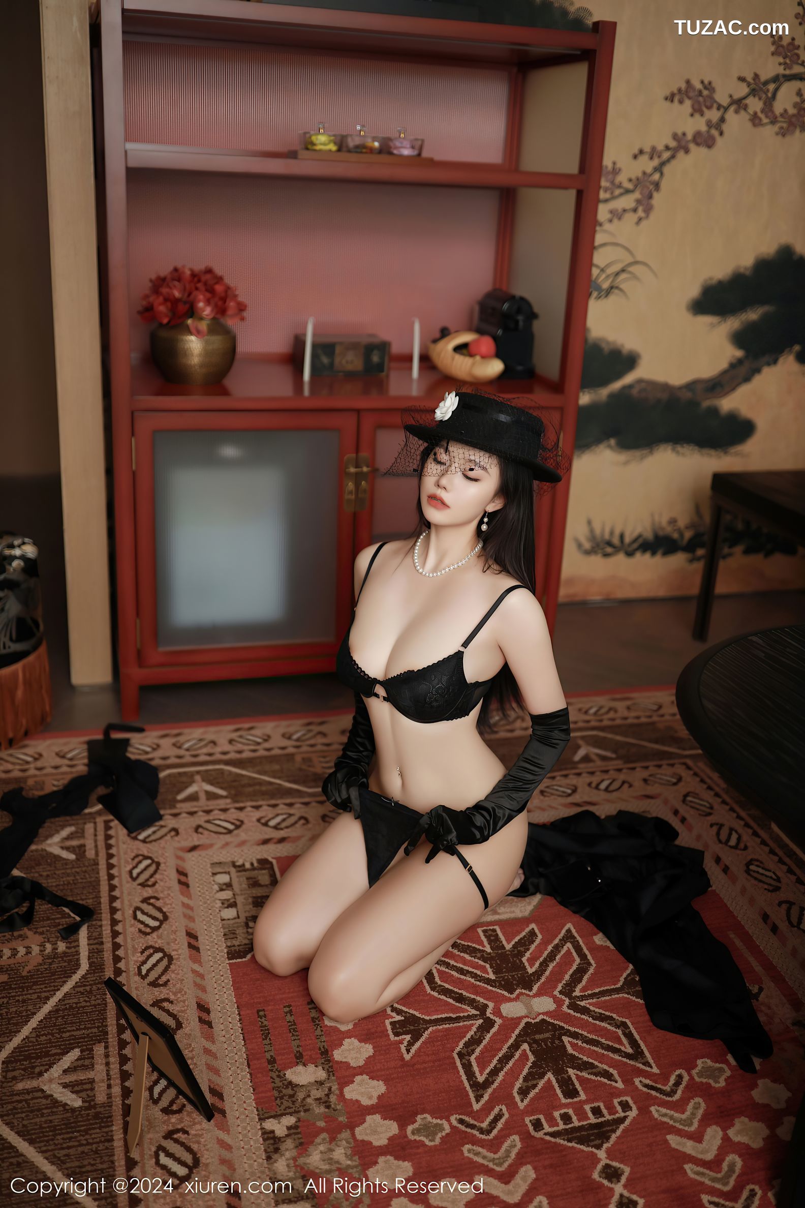 XiuRen秀人网-9041-安然anran-神秘黑衣黑色内衣-2024.08.20