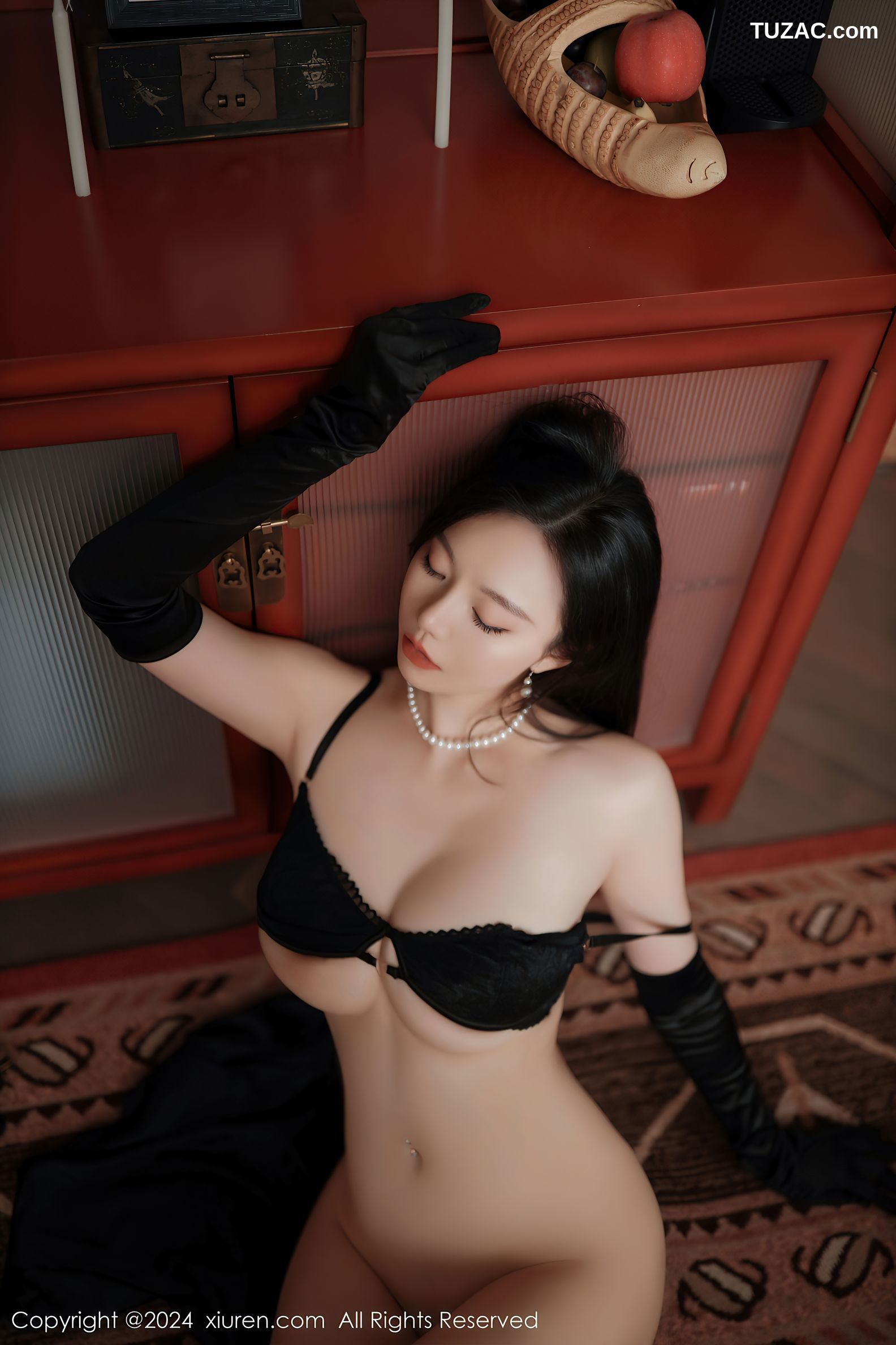 XiuRen秀人网-9041-安然anran-神秘黑衣黑色内衣-2024.08.20