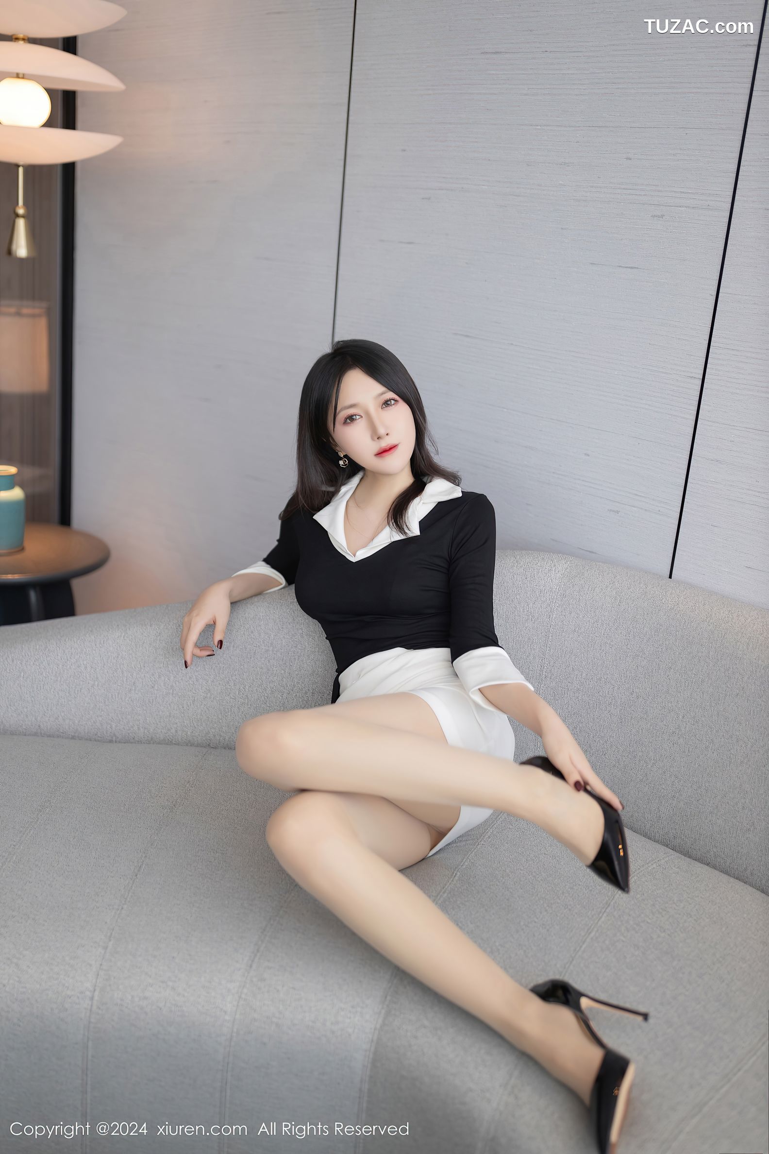 XiuRen秀人网-9063-鱼子酱Fish-OL白领黑衫短裙肉色内衣-2024.08.23