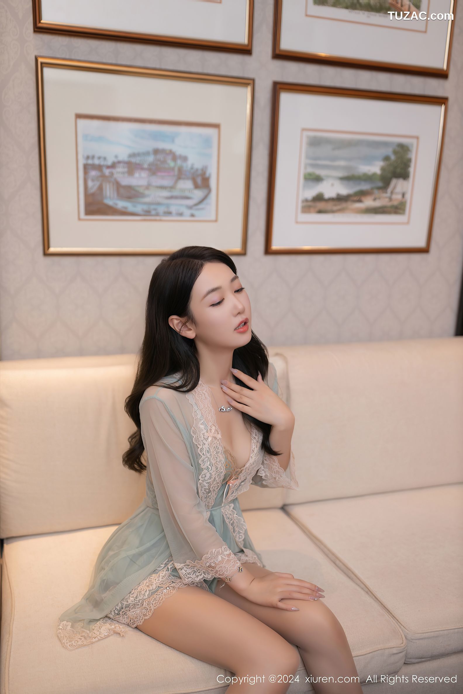 XiuRen秀人网-9069-唐安琪-外卖主题-淡绿薄纱睡衣被侵犯-2024.08.26