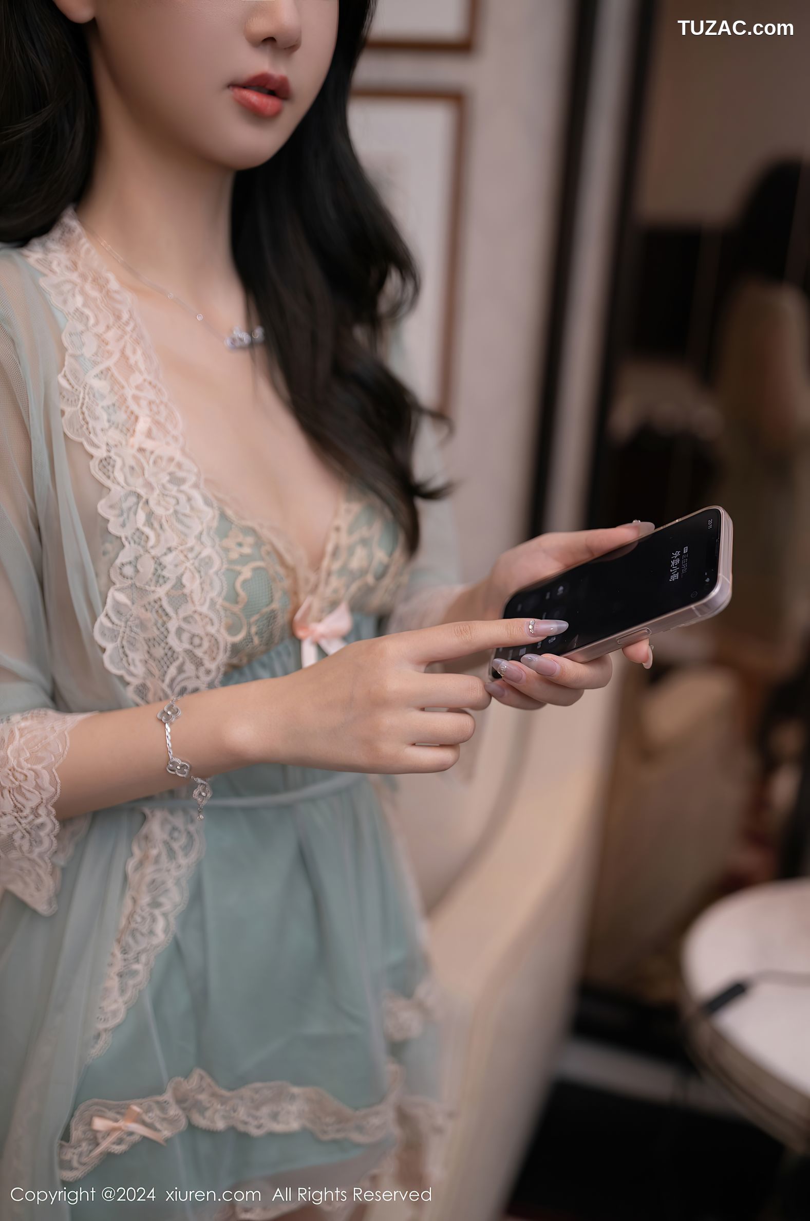 XiuRen秀人网-9069-唐安琪-外卖主题-淡绿薄纱睡衣被侵犯-2024.08.26