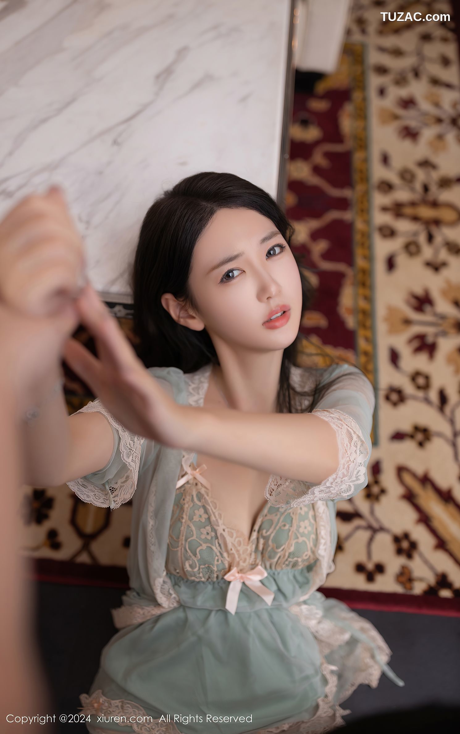 XiuRen秀人网-9069-唐安琪-外卖主题-淡绿薄纱睡衣被侵犯-2024.08.26