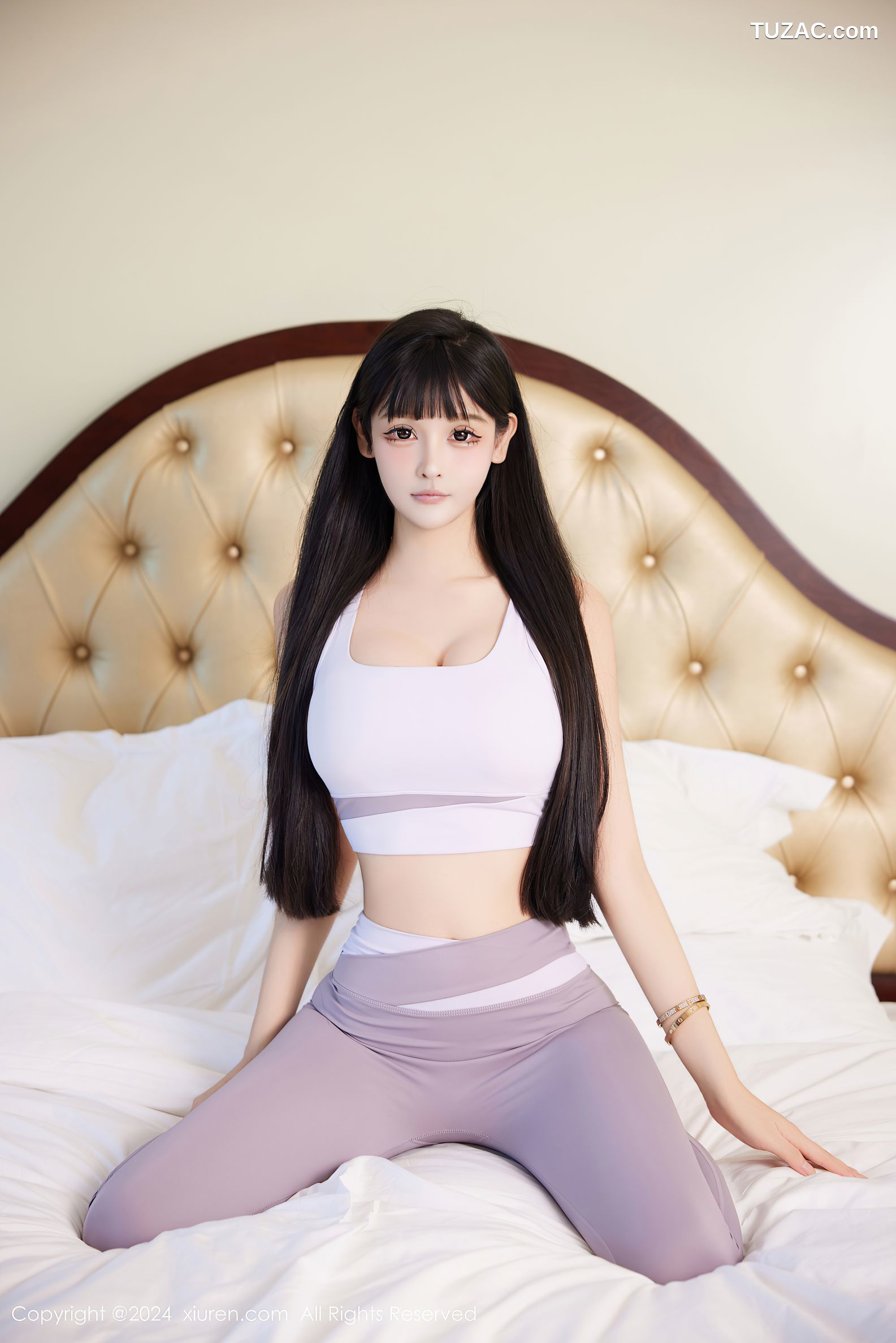 XiuRen秀人网-9084-智恩baby-白色运动背心淡紫瑜伽裤淡粉内衣爆乳-2024.08.29