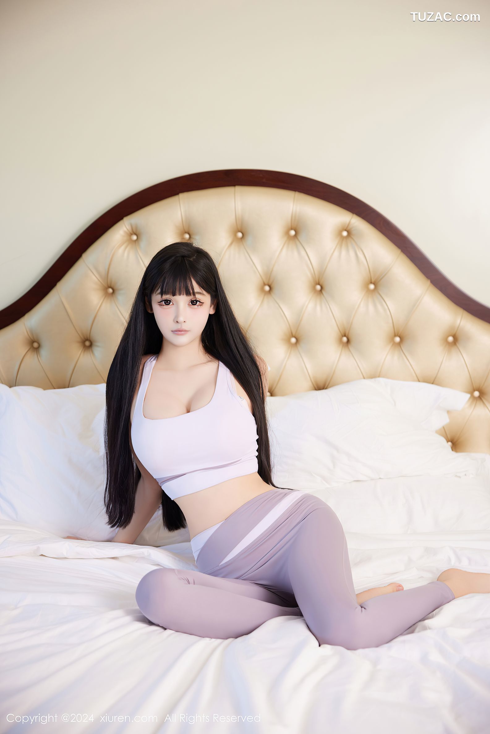 XiuRen秀人网-9084-智恩baby-白色运动背心淡紫瑜伽裤淡粉内衣爆乳-2024.08.29
