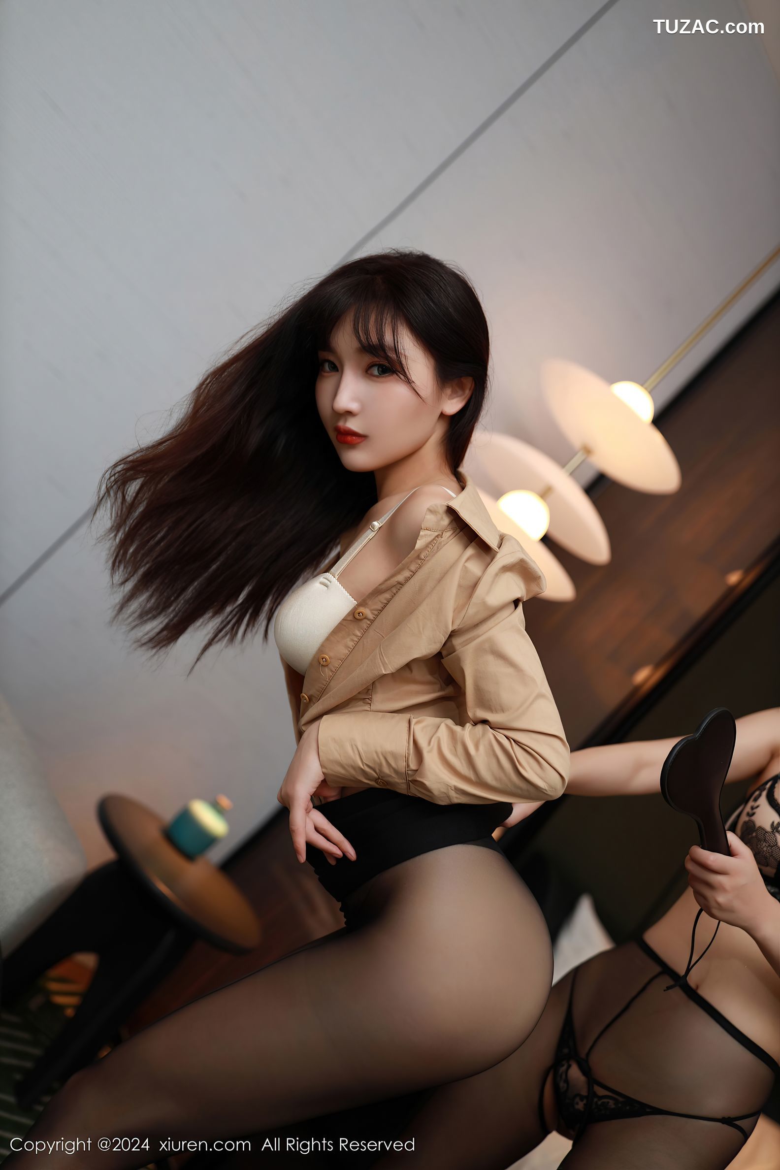 XiuRen秀人网-9088-陆萱萱-OL土黄衬衫黑短裙黑丝-2024.08.29