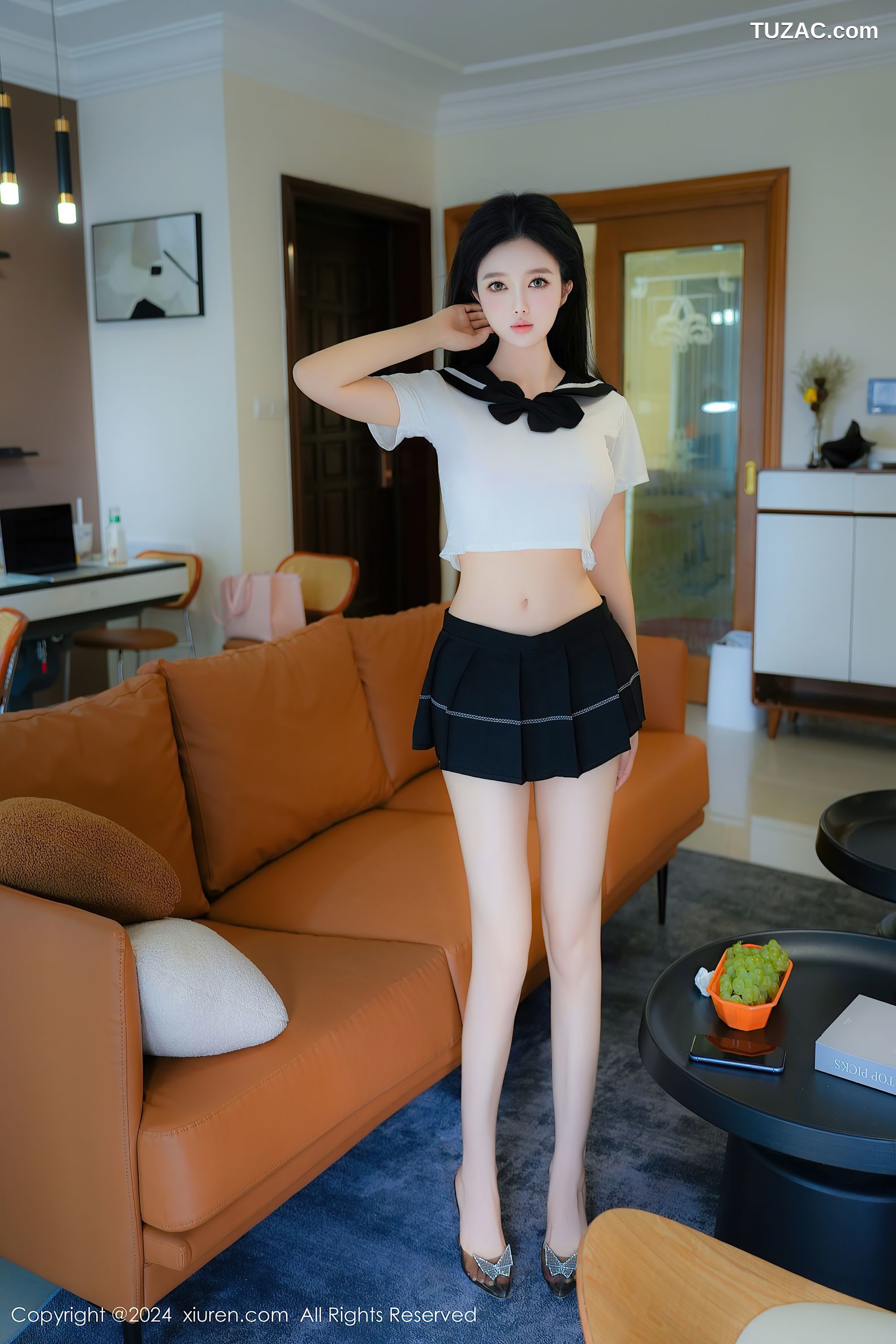 XiuRen秀人网-9090-于诺诺ise-水手服黑短裙黑丝爆乳-2024.08.30