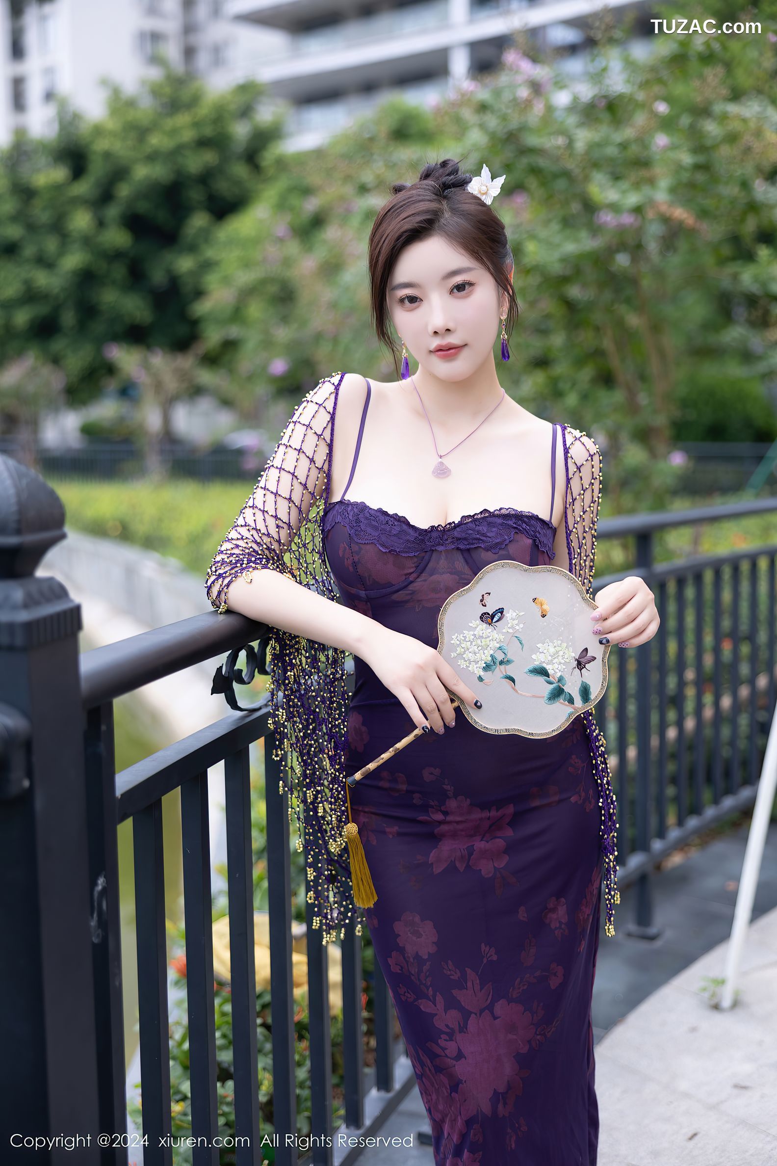 XiuRen秀人网-9092-杨晨晨Yome-紫色吊带连衣裙紫色情趣内衣-2024.08.30