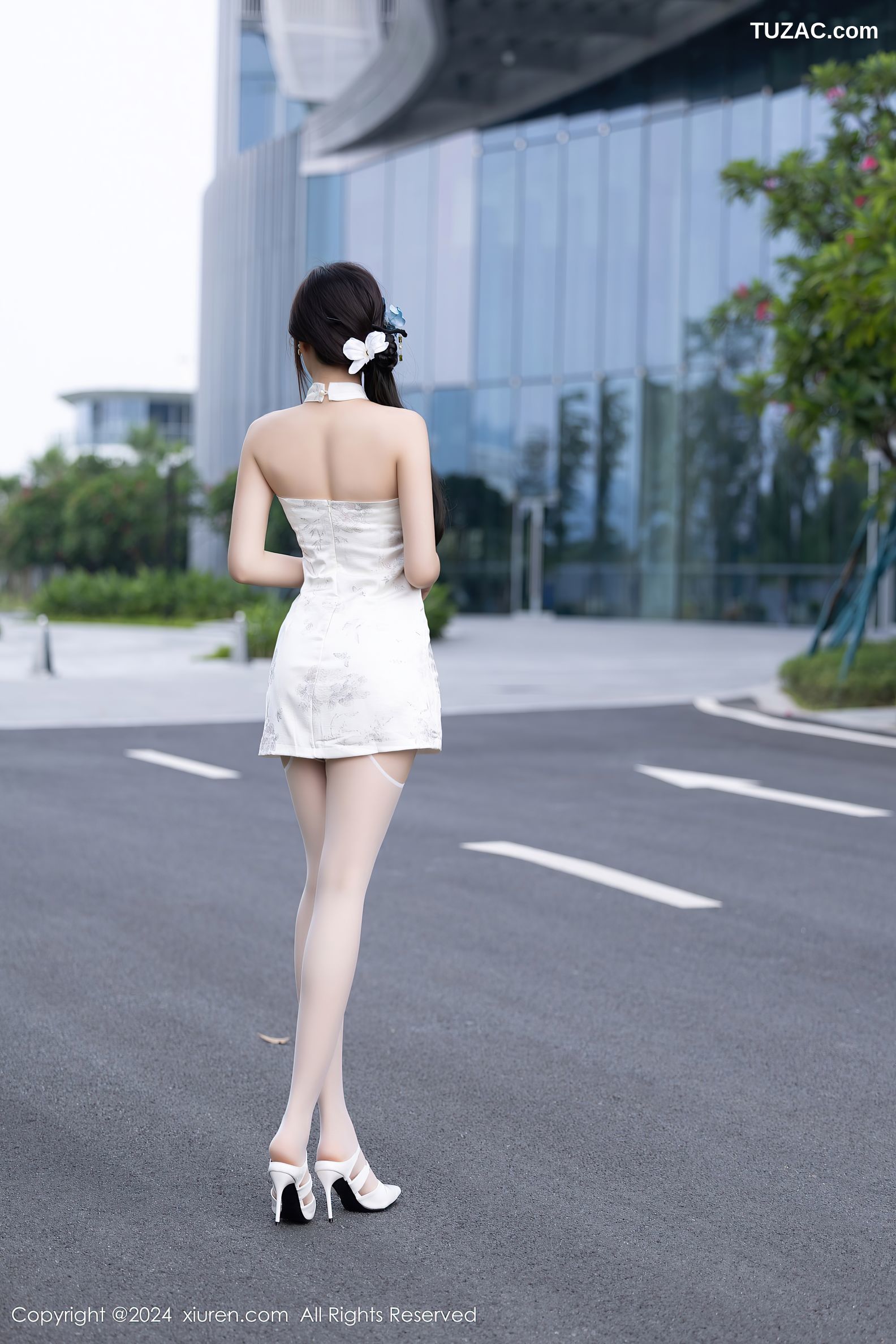 XiuRen秀人网-9101-徐莉芝Booty-白色连衣短裙白蕾丝内衣-2024.09.02