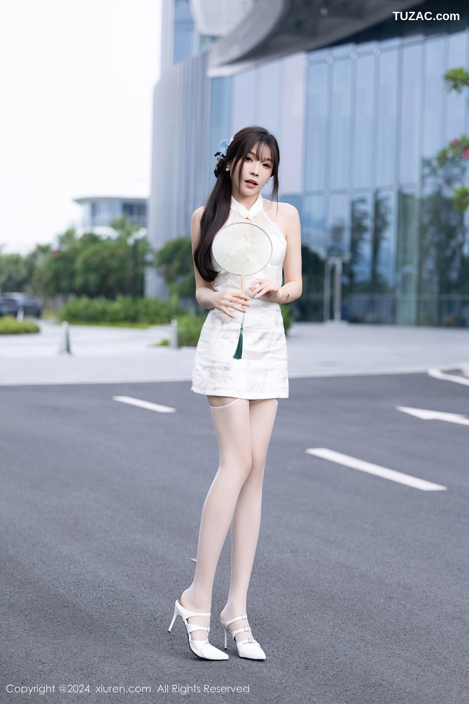 XiuRen秀人网-9101-徐莉芝Booty-白色连衣短裙白蕾丝内衣-2024.09.02