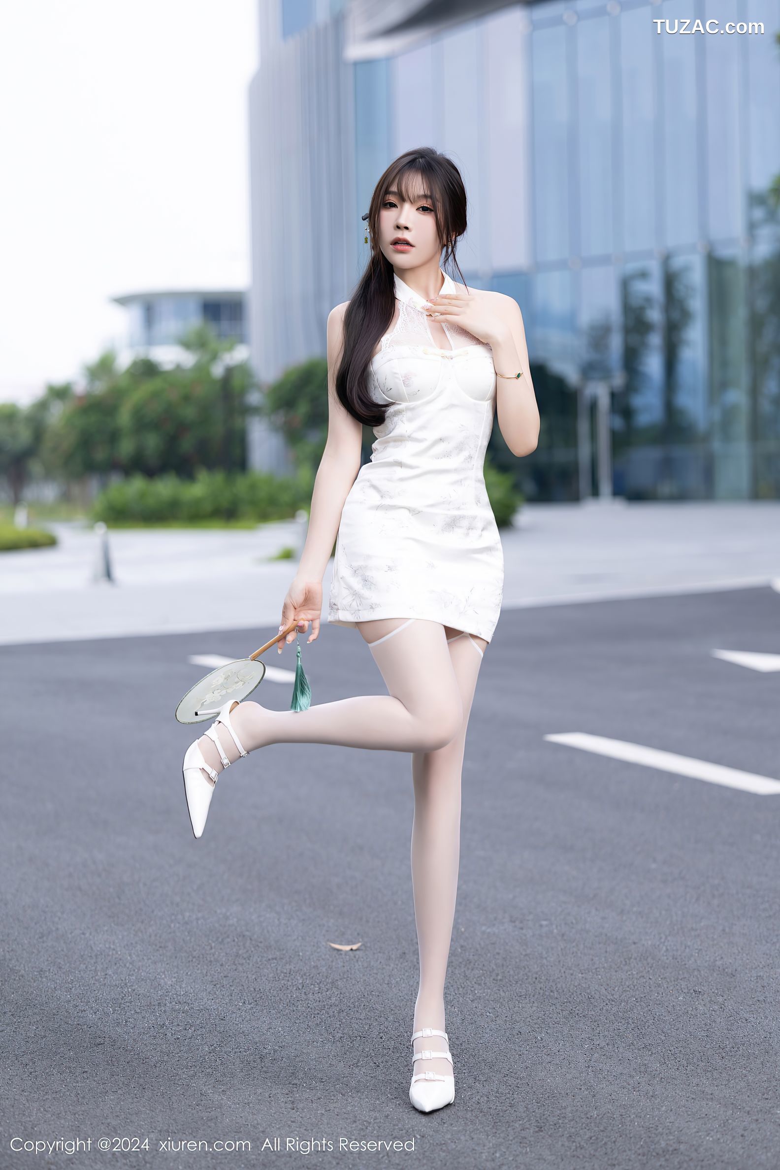 XiuRen秀人网-9101-徐莉芝Booty-白色连衣短裙白蕾丝内衣-2024.09.02