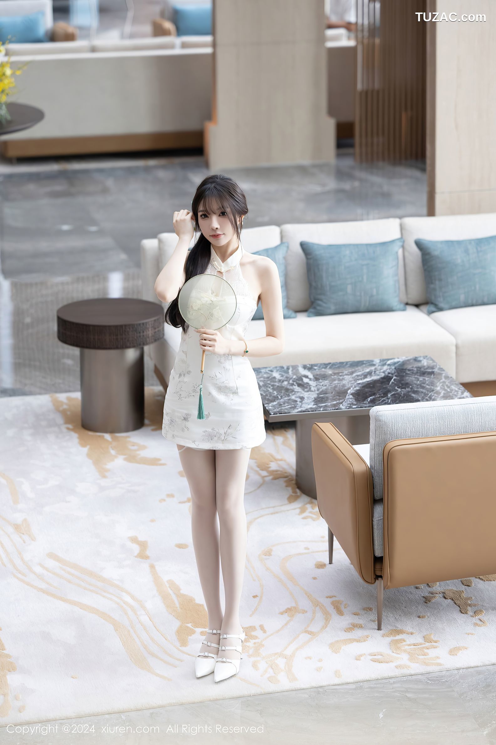 XiuRen秀人网-9101-徐莉芝Booty-白色连衣短裙白蕾丝内衣-2024.09.02