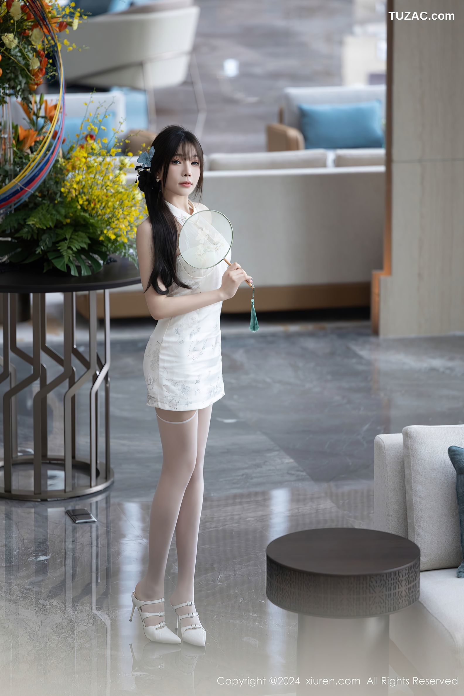 XiuRen秀人网-9101-徐莉芝Booty-白色连衣短裙白蕾丝内衣-2024.09.02