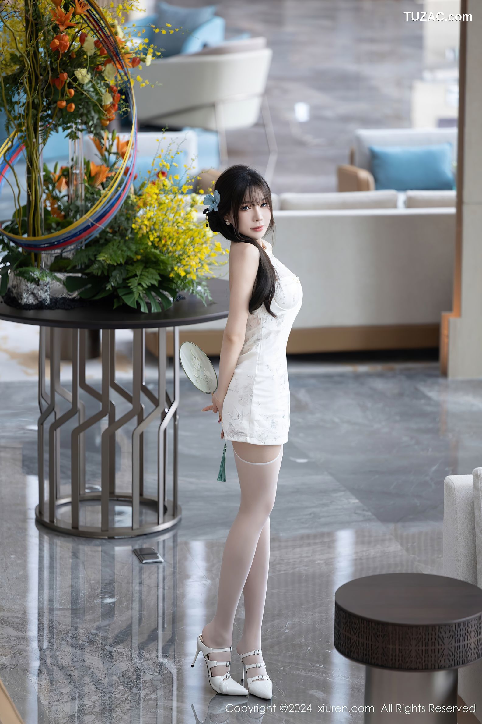 XiuRen秀人网-9101-徐莉芝Booty-白色连衣短裙白蕾丝内衣-2024.09.02