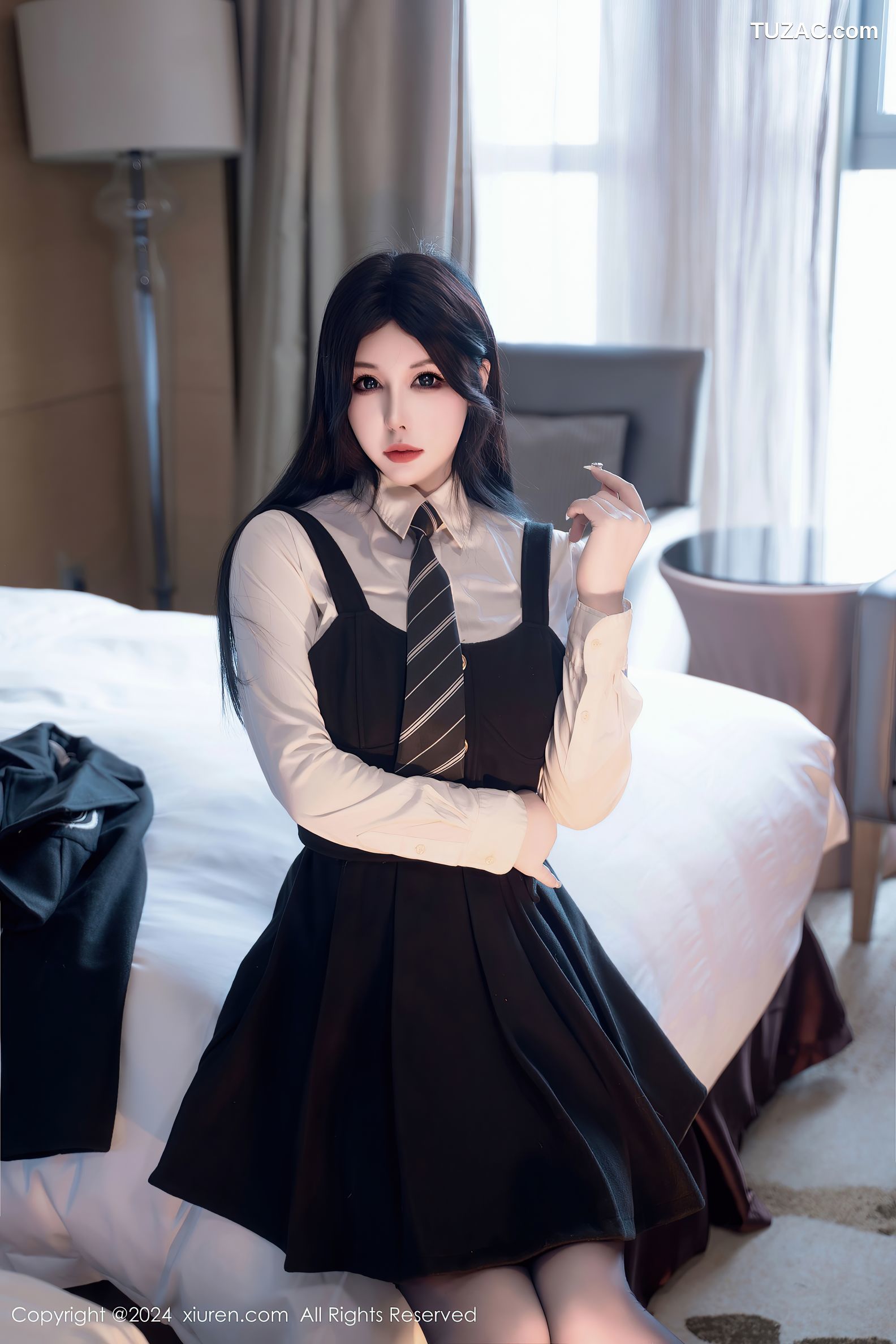 XiuRen秀人网-9106-陈芊儿-白衬衫黑色情趣内衣波涛汹涌爆乳-2024.09.03