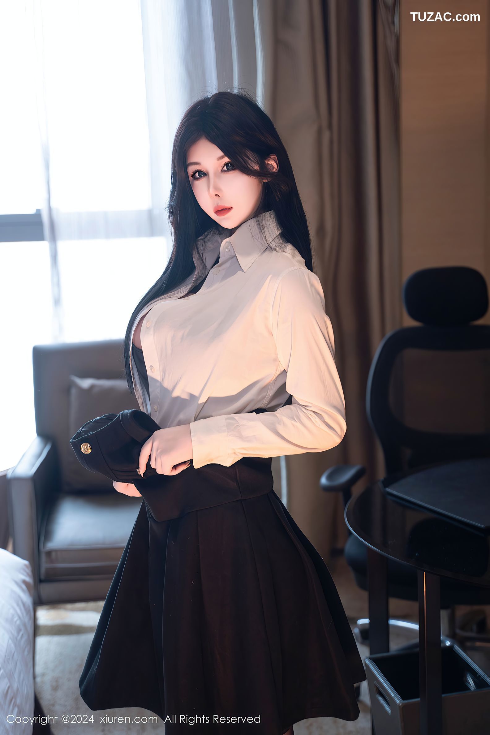 XiuRen秀人网-9106-陈芊儿-白衬衫黑色情趣内衣波涛汹涌爆乳-2024.09.03
