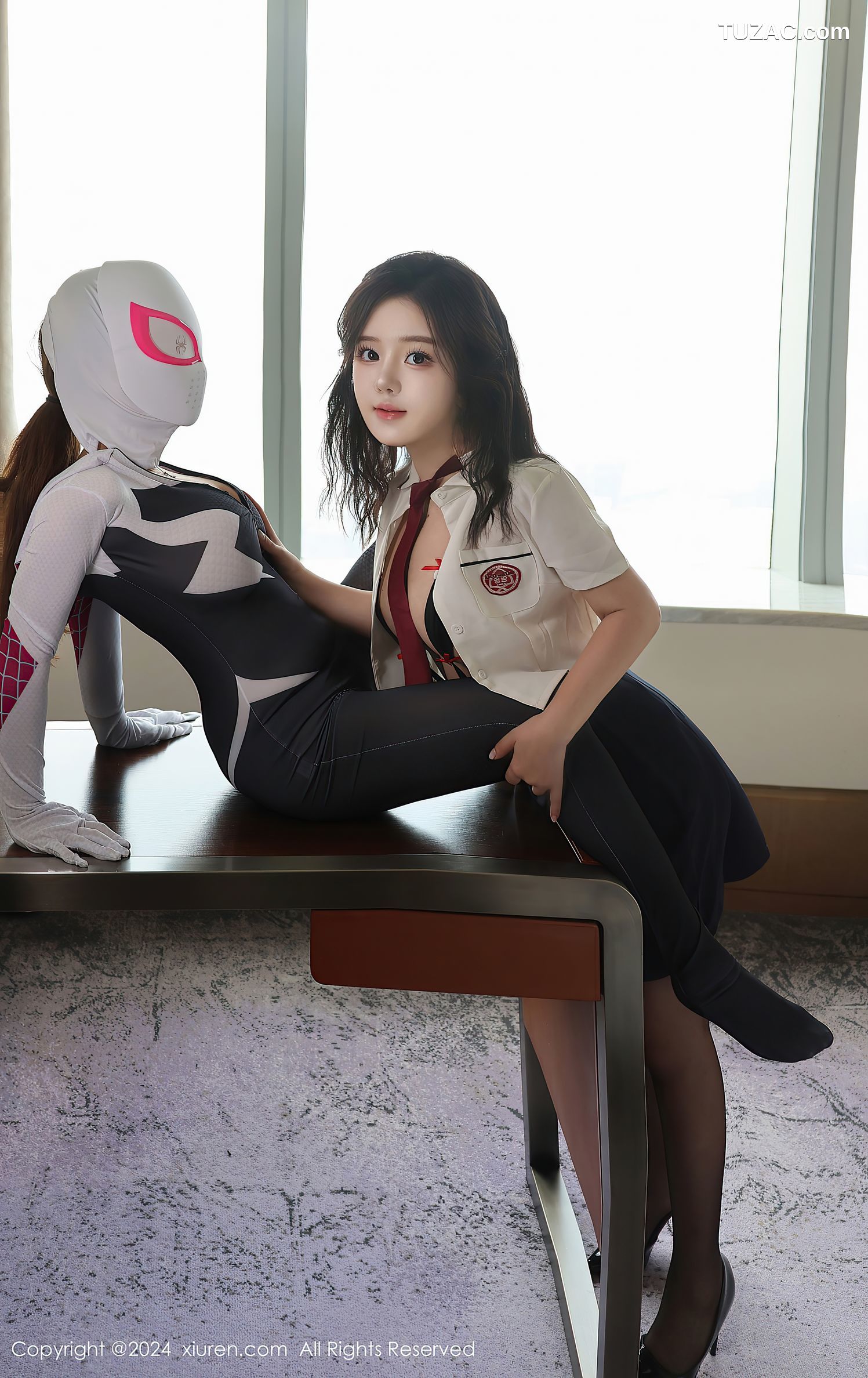 XiuRen秀人网-9122-小薯条nienie-蜘蛛女和校服萝莉姐妹花剧情白衬衫黑短裙黑丝黑情趣内衣-2024.09.06