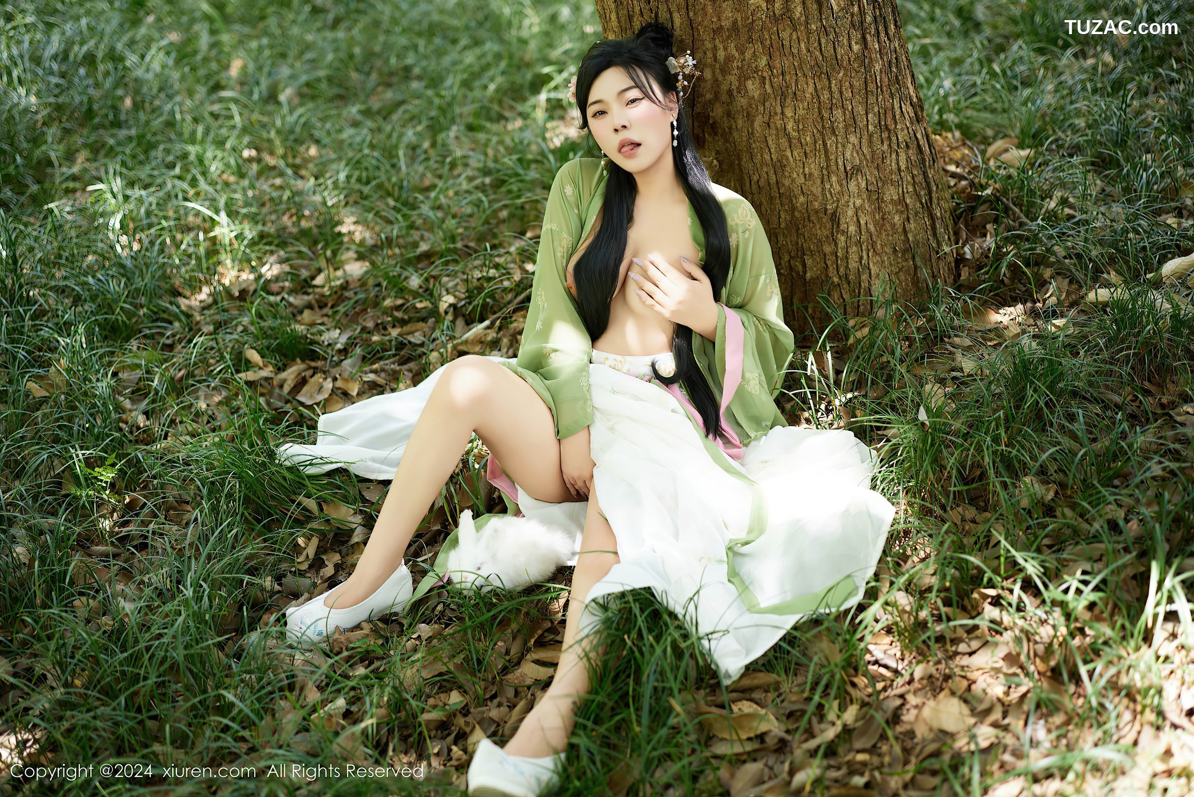 XiuRen秀人网-9162-麦田-户外古风绿纱长衣爆乳-2024.09.14