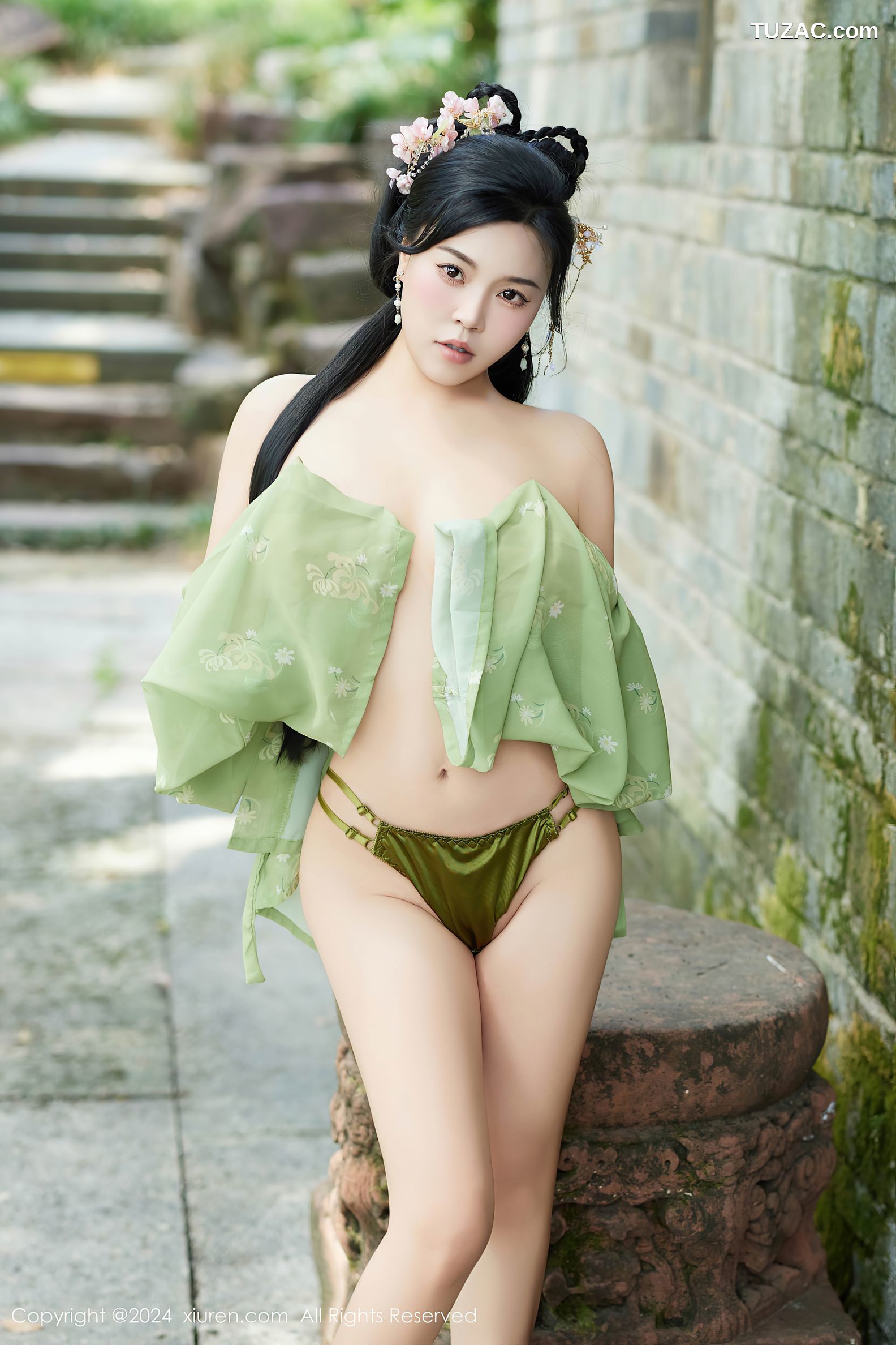 XiuRen秀人网-9162-麦田-户外古风绿纱长衣爆乳-2024.09.14