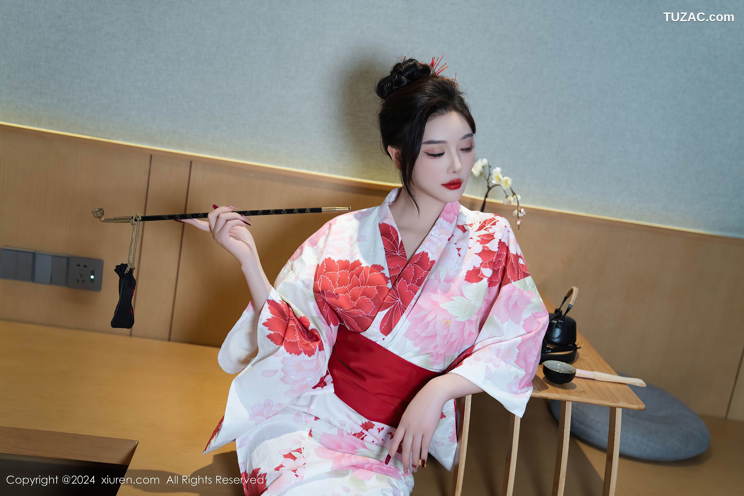 XiuRen秀人网-9208-杨晨晨Yome-红花和服红色情趣内衣-2024.09.25