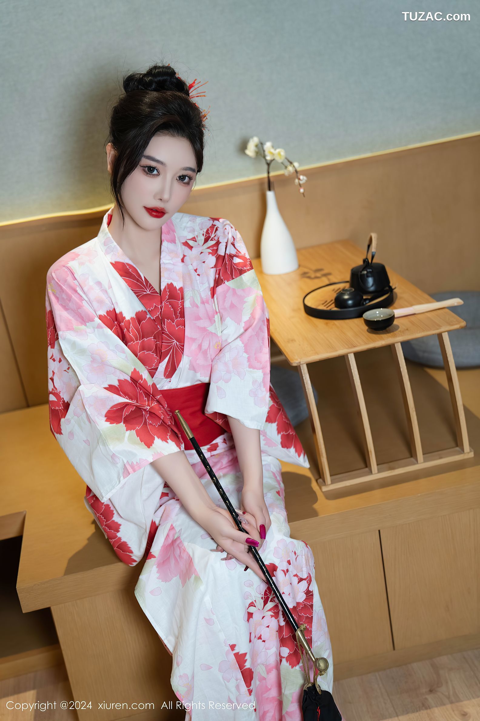 XiuRen秀人网-9208-杨晨晨Yome-红花和服红色情趣内衣-2024.09.25