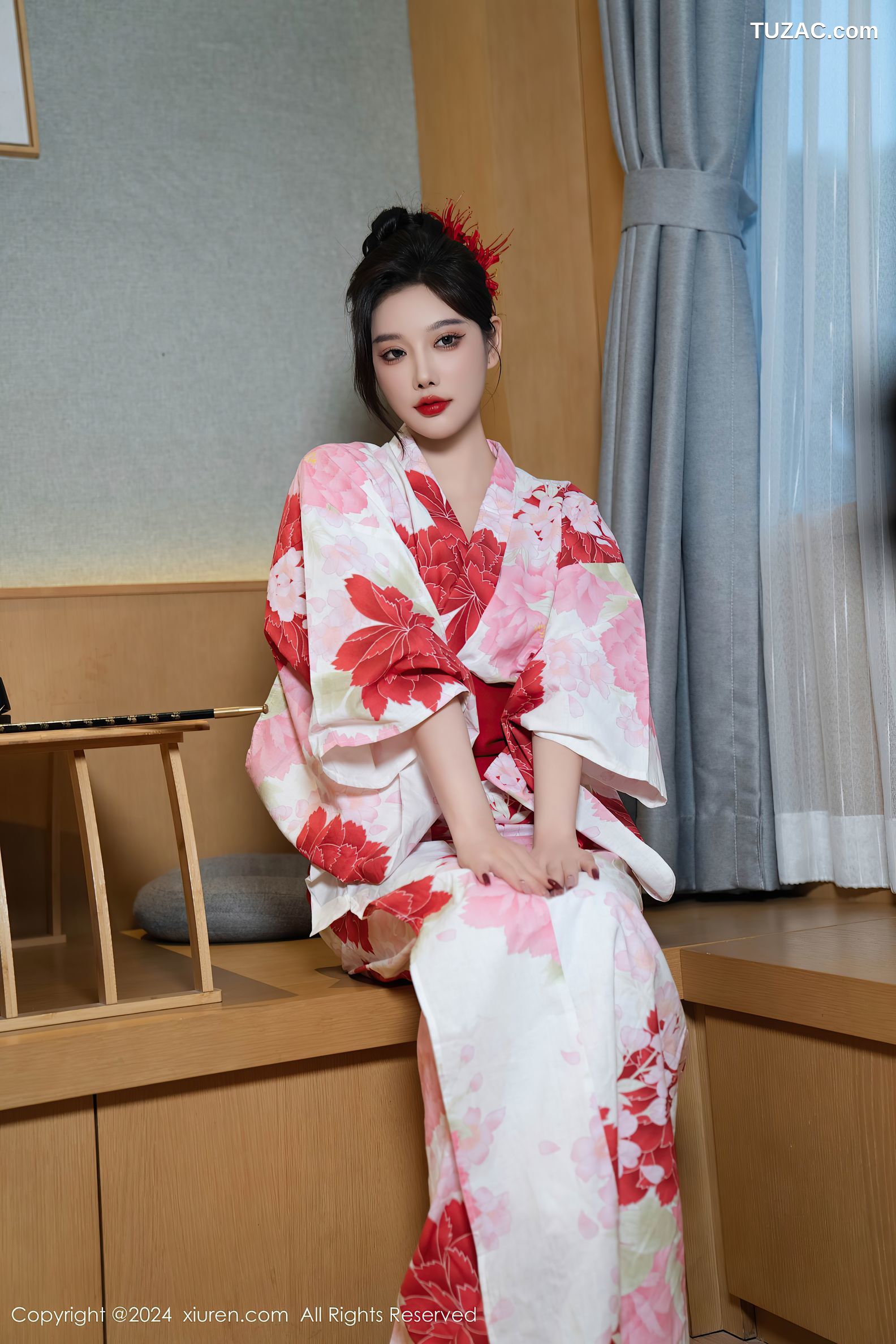 XiuRen秀人网-9208-杨晨晨Yome-红花和服红色情趣内衣-2024.09.25