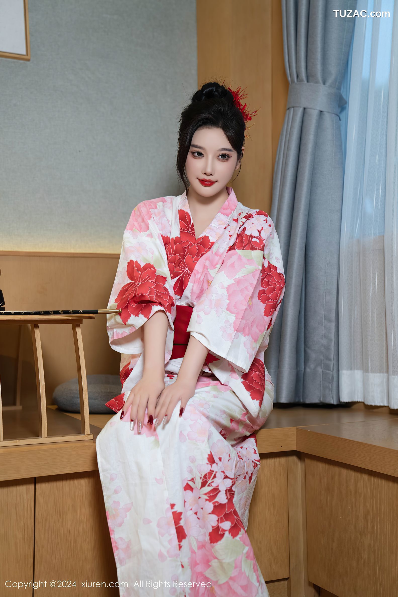 XiuRen秀人网-9208-杨晨晨Yome-红花和服红色情趣内衣-2024.09.25