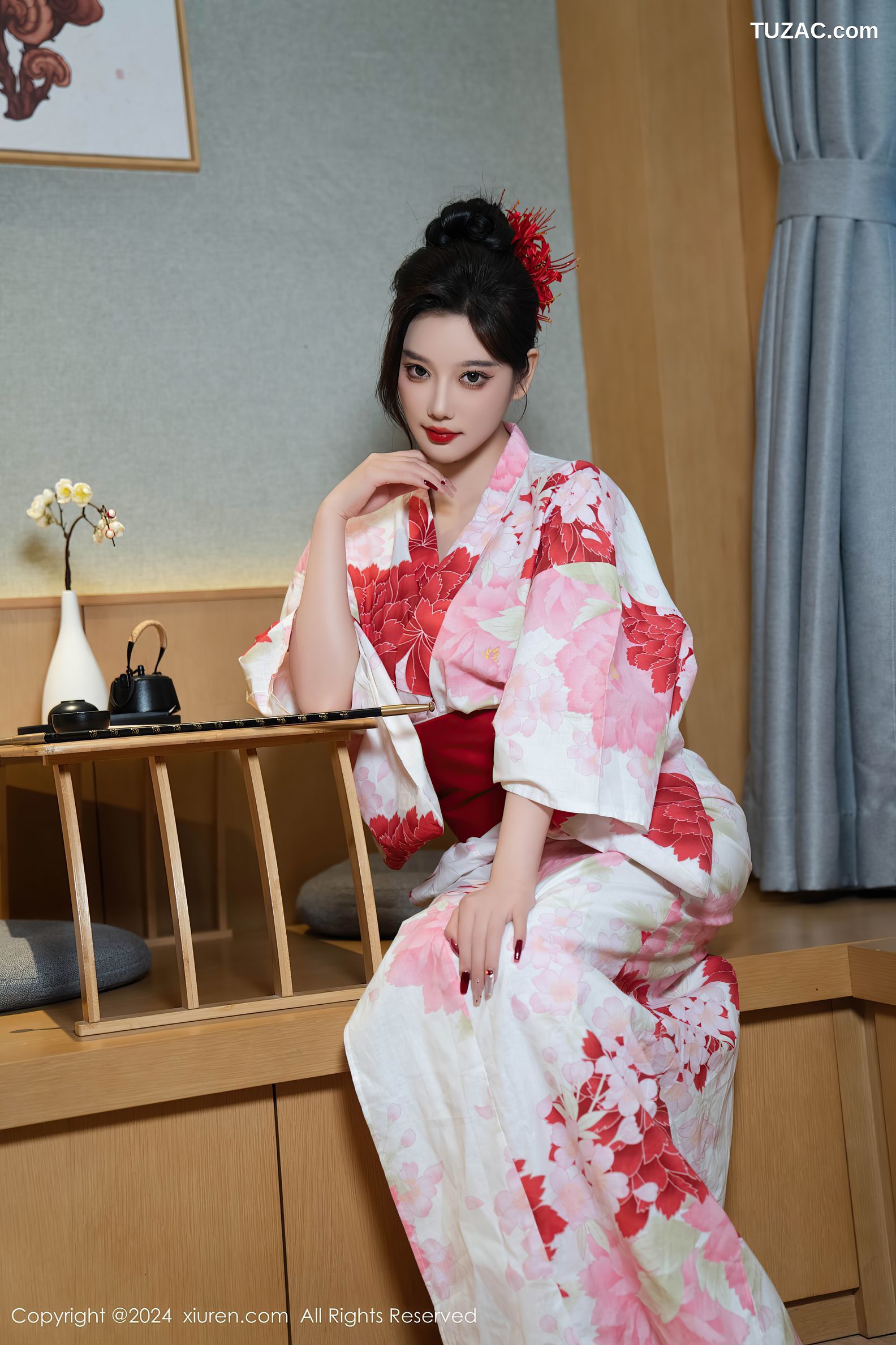 XiuRen秀人网-9208-杨晨晨Yome-红花和服红色情趣内衣-2024.09.25