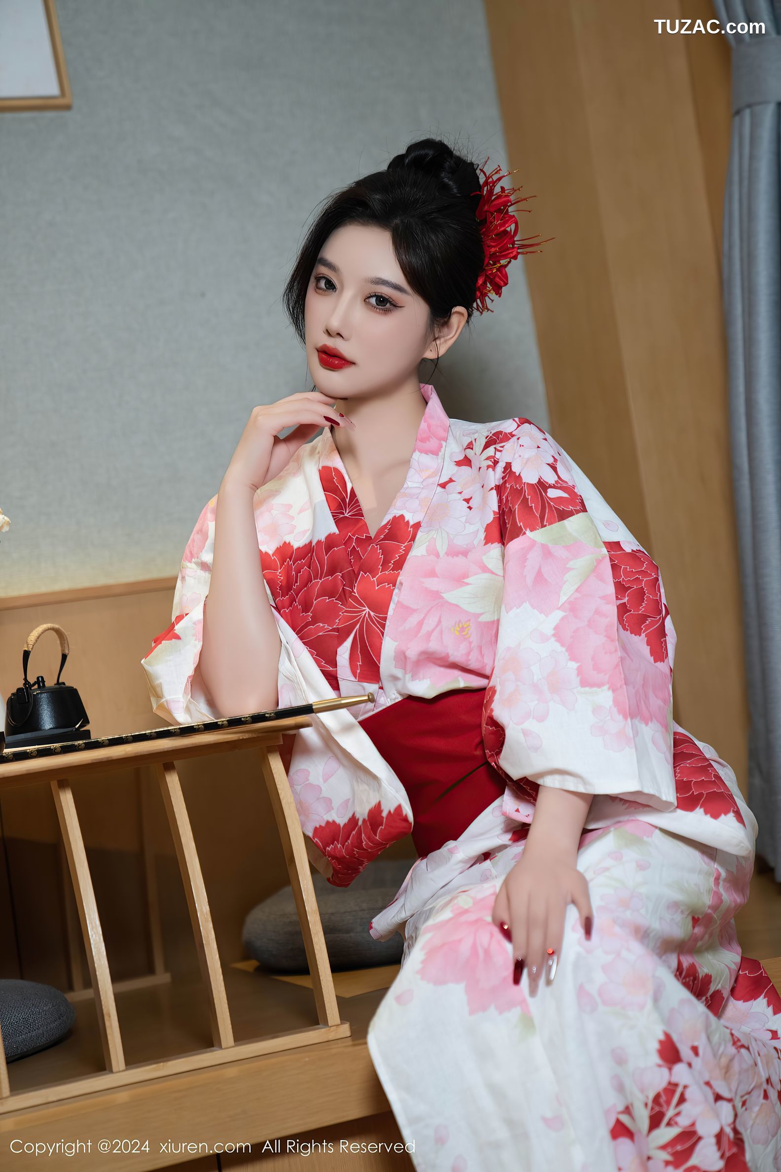 XiuRen秀人网-9208-杨晨晨Yome-红花和服红色情趣内衣-2024.09.25