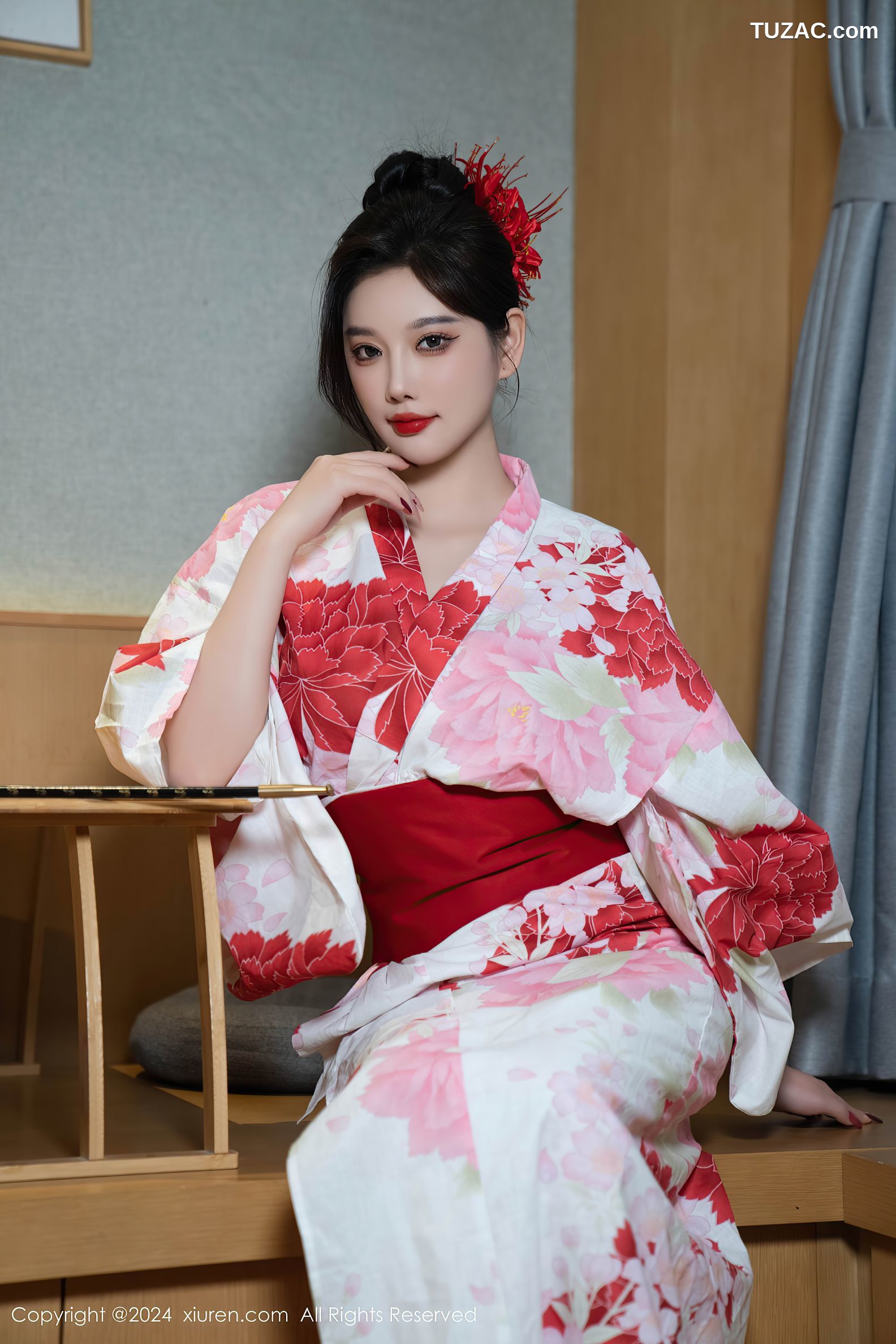 XiuRen秀人网-9208-杨晨晨Yome-红花和服红色情趣内衣-2024.09.25