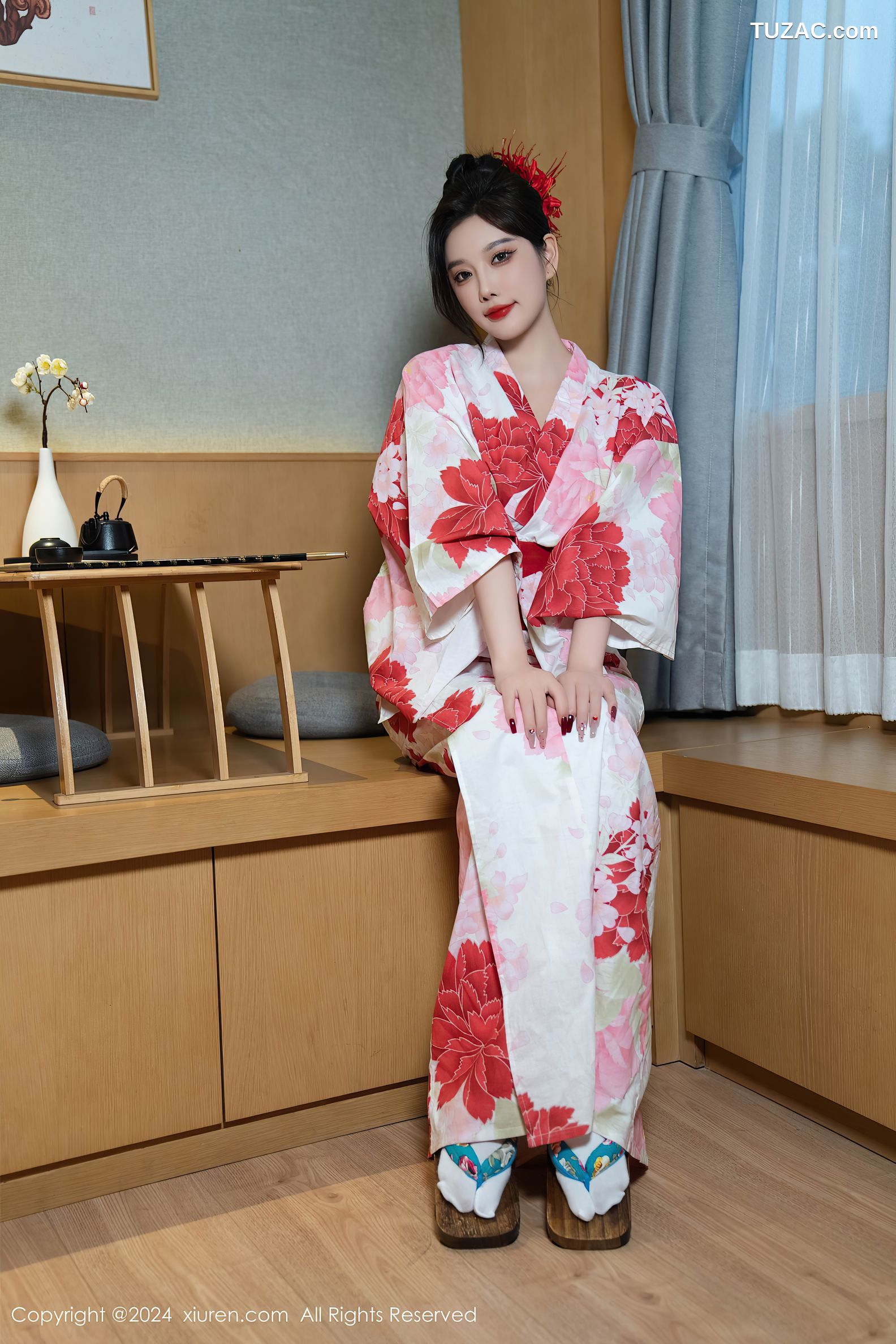 XiuRen秀人网-9208-杨晨晨Yome-红花和服红色情趣内衣-2024.09.25