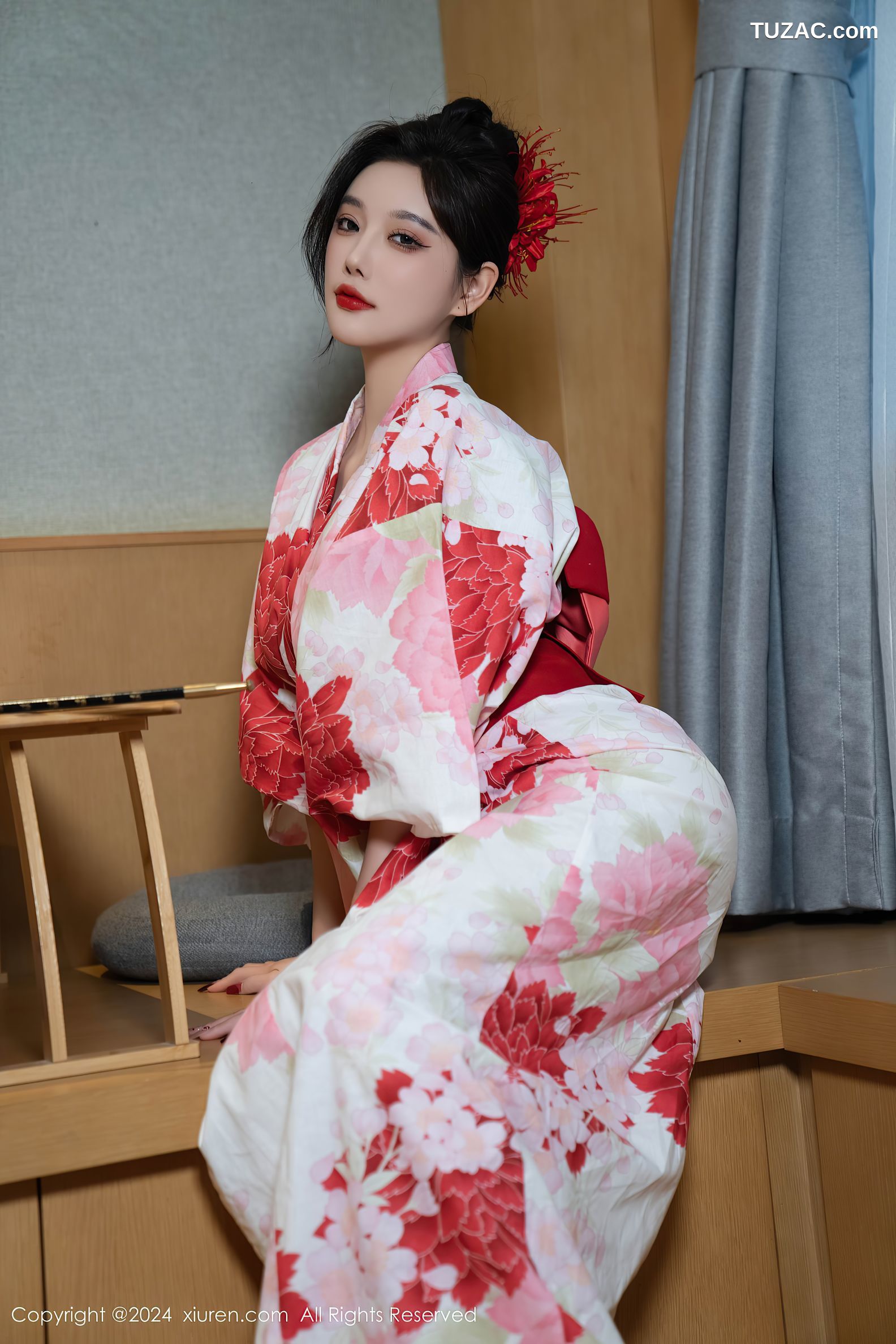 XiuRen秀人网-9208-杨晨晨Yome-红花和服红色情趣内衣-2024.09.25