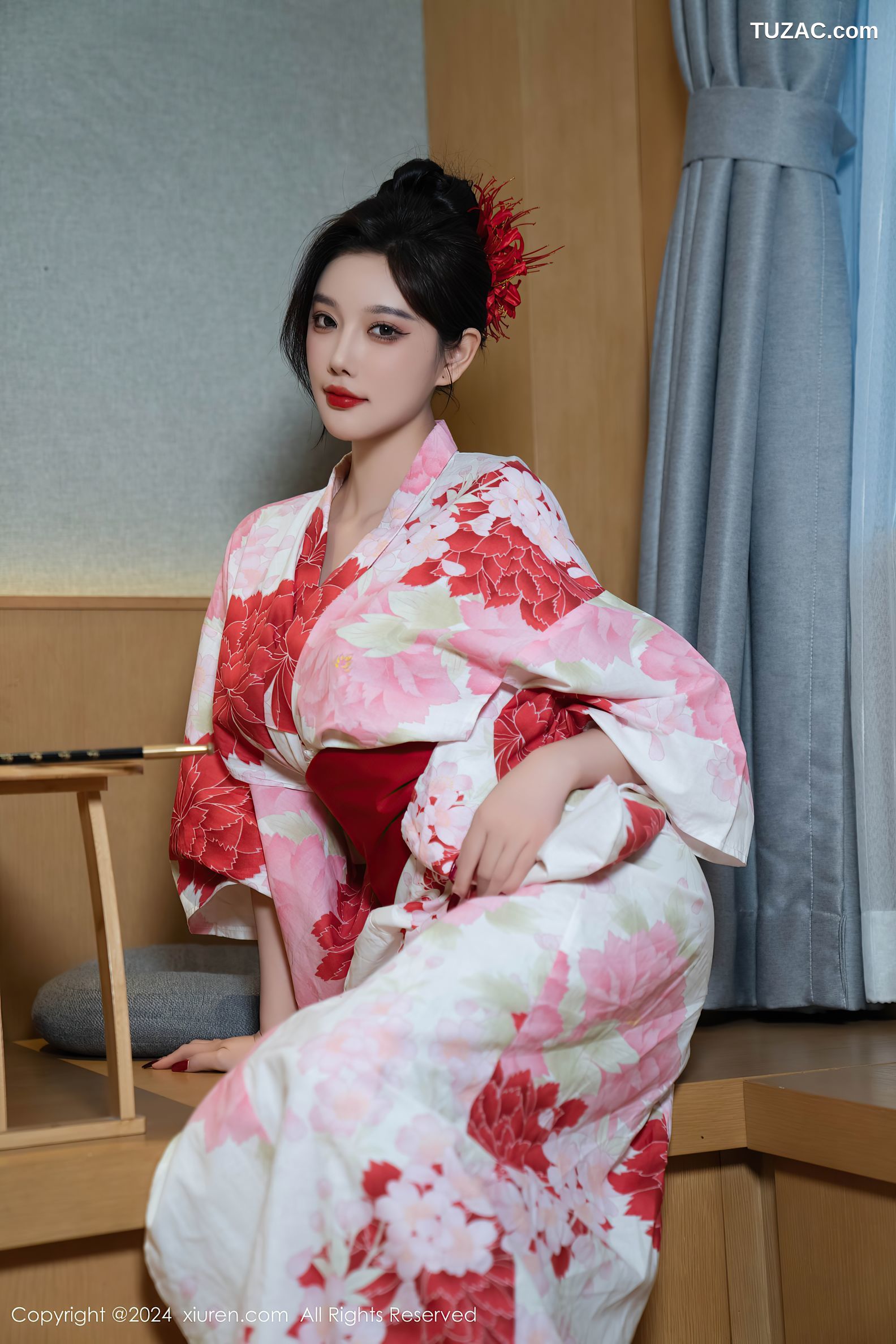 XiuRen秀人网-9208-杨晨晨Yome-红花和服红色情趣内衣-2024.09.25