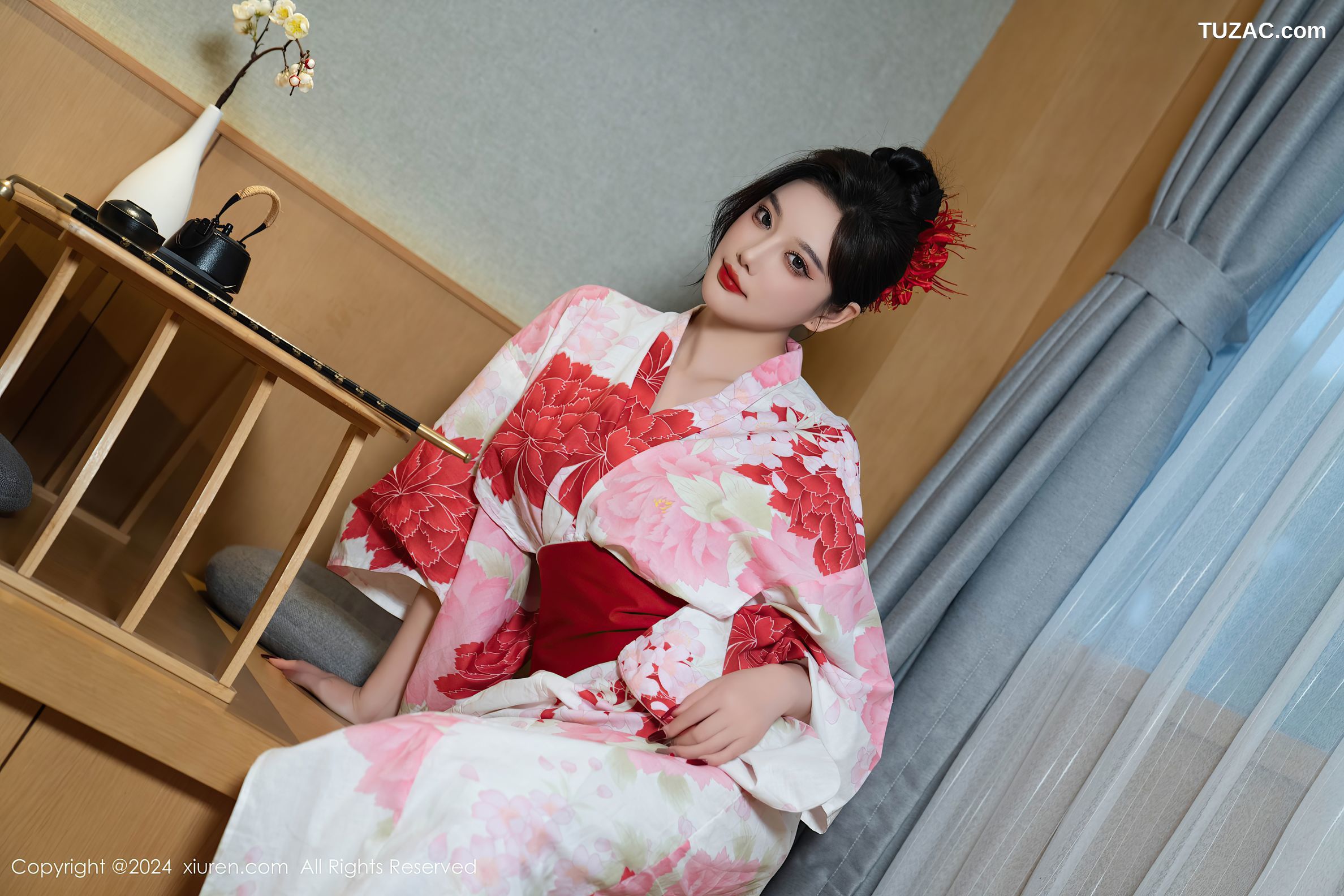 XiuRen秀人网-9208-杨晨晨Yome-红花和服红色情趣内衣-2024.09.25