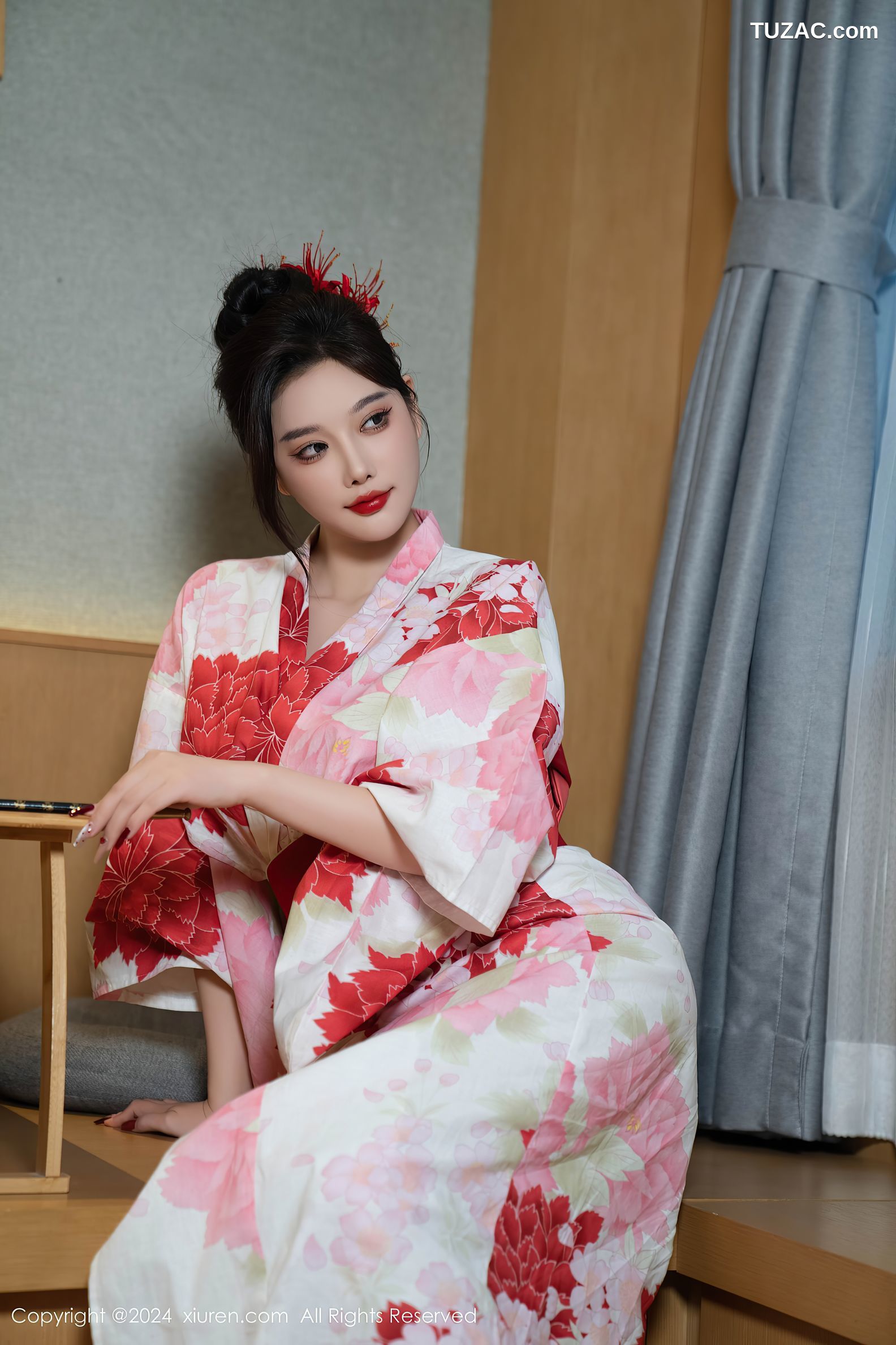 XiuRen秀人网-9208-杨晨晨Yome-红花和服红色情趣内衣-2024.09.25