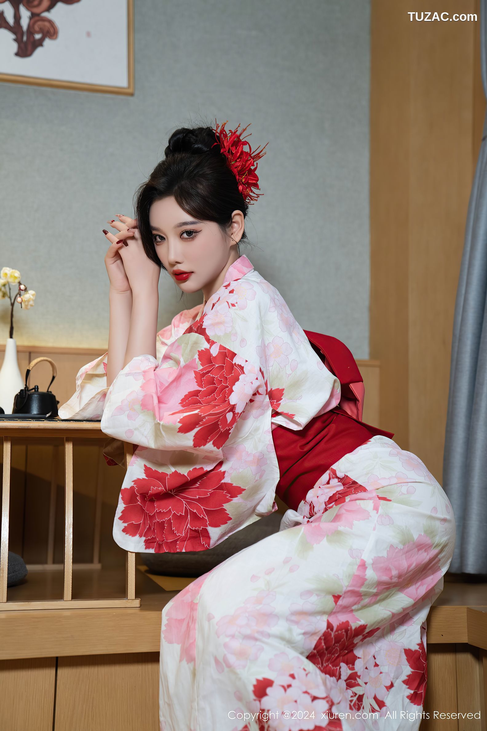 XiuRen秀人网-9208-杨晨晨Yome-红花和服红色情趣内衣-2024.09.25