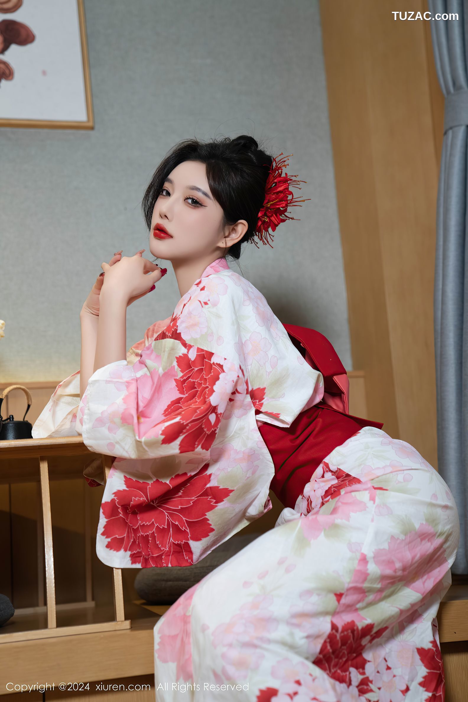 XiuRen秀人网-9208-杨晨晨Yome-红花和服红色情趣内衣-2024.09.25