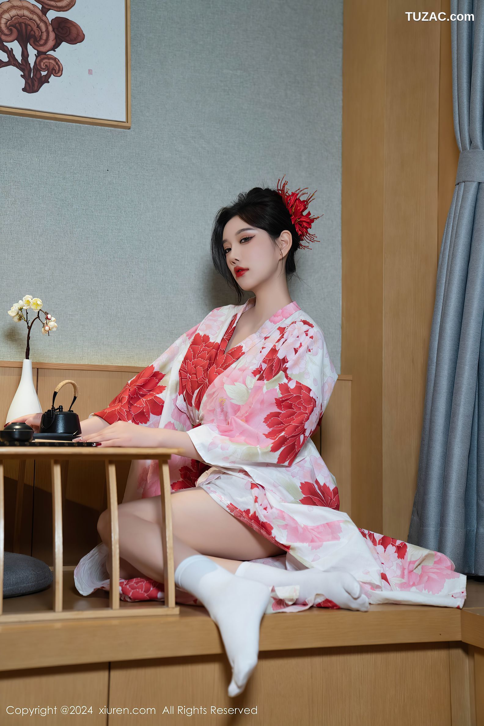 XiuRen秀人网-9208-杨晨晨Yome-红花和服红色情趣内衣-2024.09.25