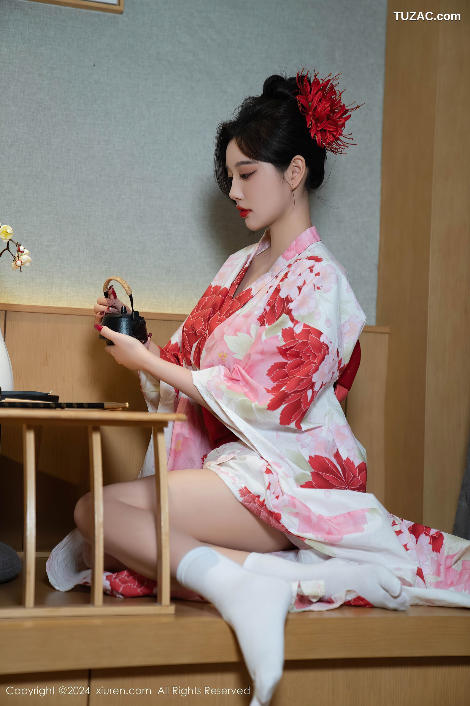 XiuRen秀人网-9208-杨晨晨Yome-红花和服红色情趣内衣-2024.09.25