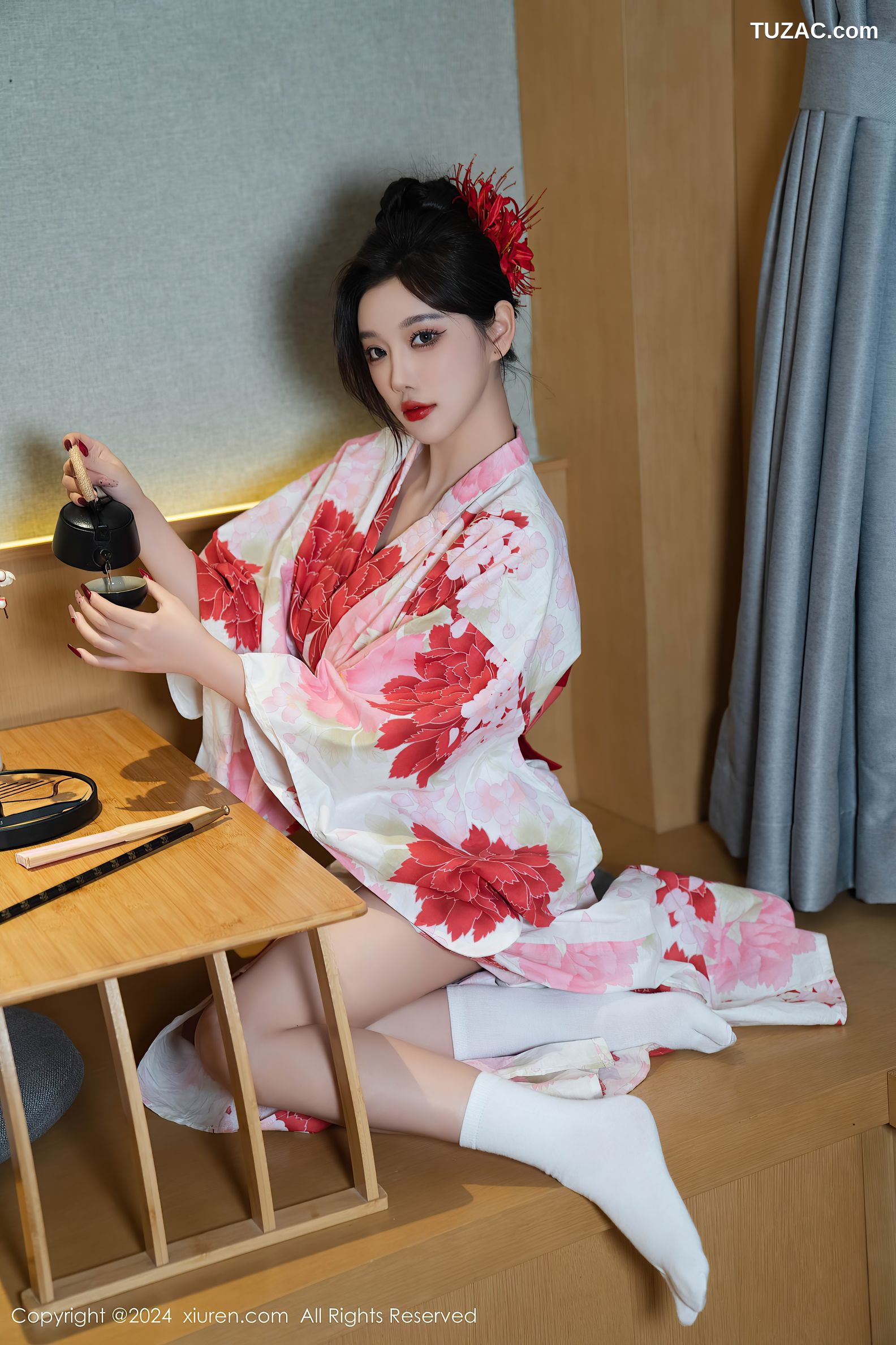 XiuRen秀人网-9208-杨晨晨Yome-红花和服红色情趣内衣-2024.09.25