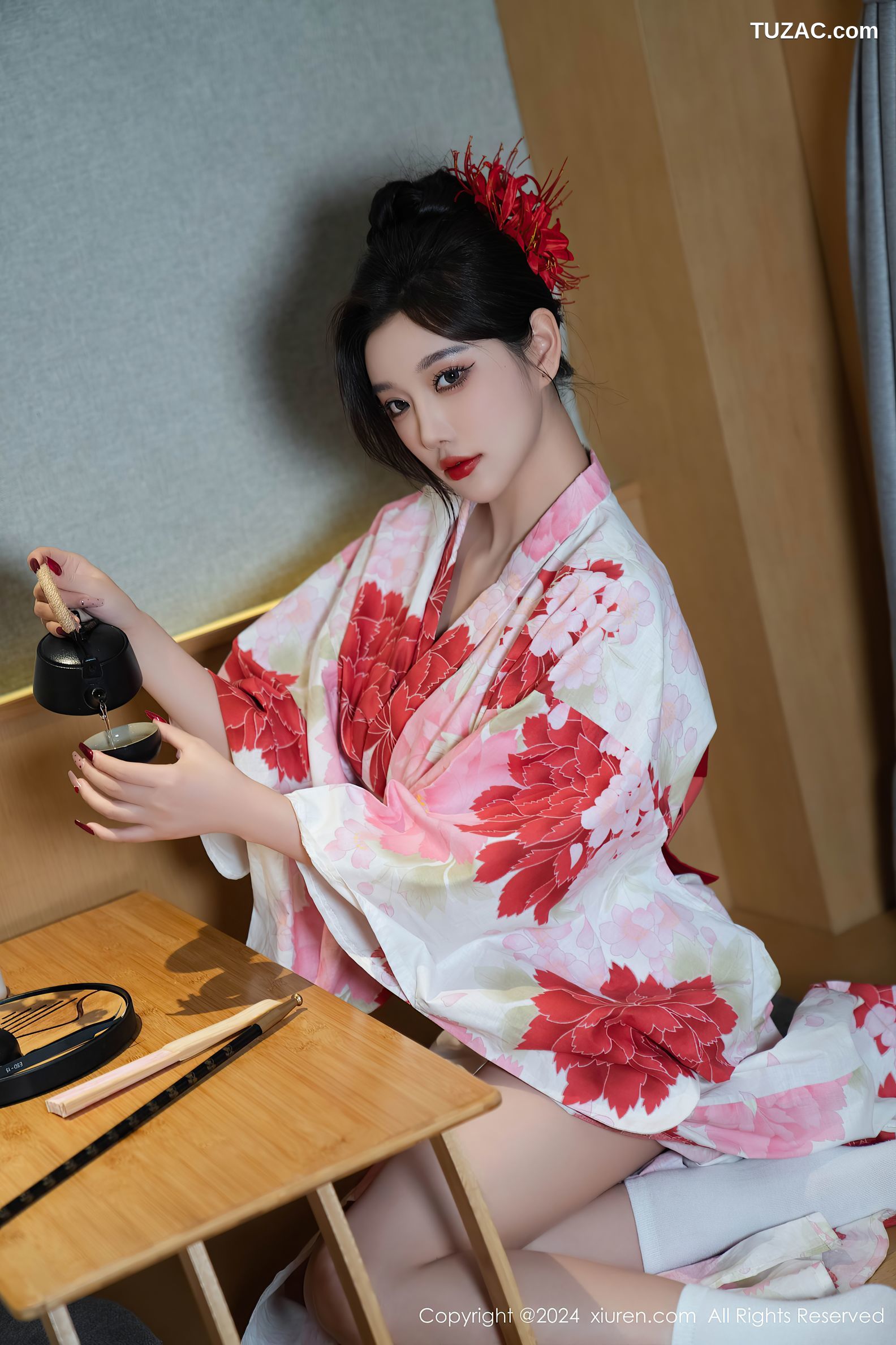 XiuRen秀人网-9208-杨晨晨Yome-红花和服红色情趣内衣-2024.09.25