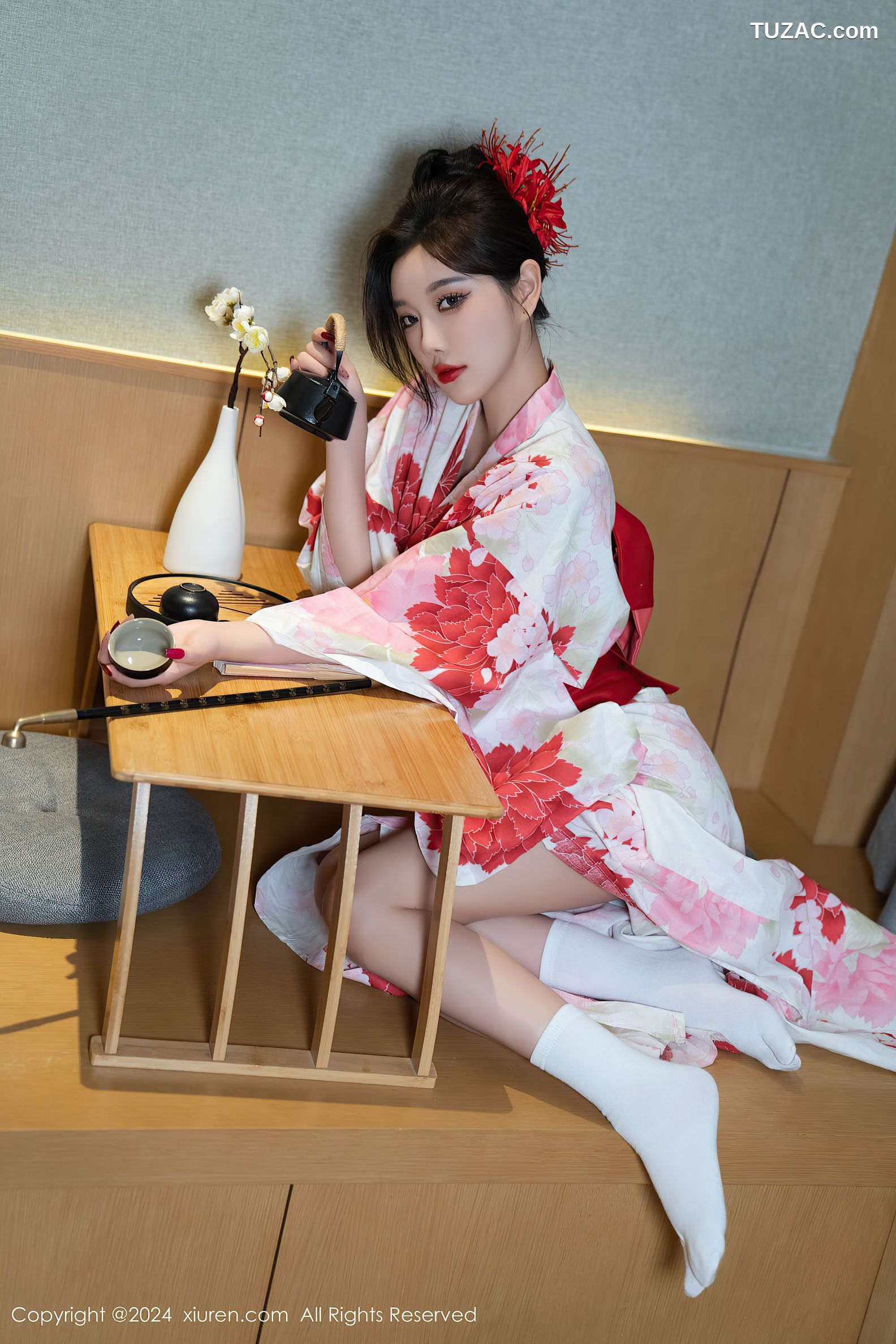 XiuRen秀人网-9208-杨晨晨Yome-红花和服红色情趣内衣-2024.09.25