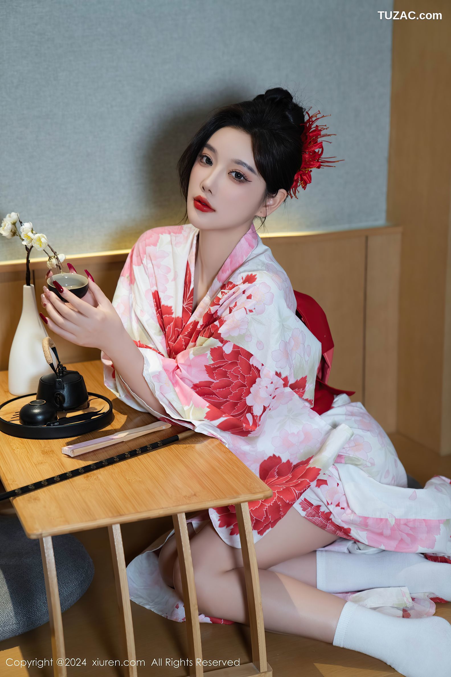 XiuRen秀人网-9208-杨晨晨Yome-红花和服红色情趣内衣-2024.09.25
