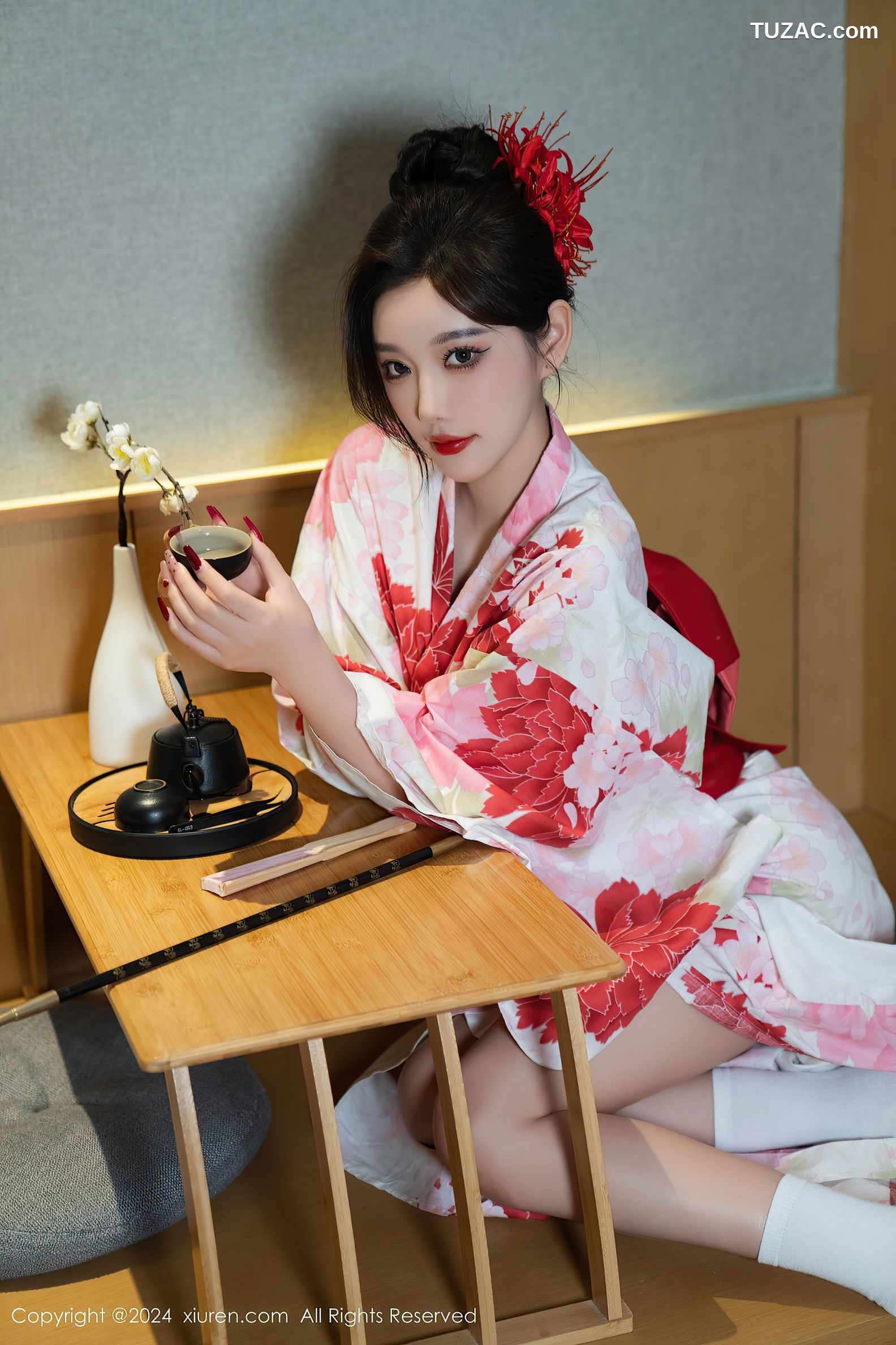 XiuRen秀人网-9208-杨晨晨Yome-红花和服红色情趣内衣-2024.09.25