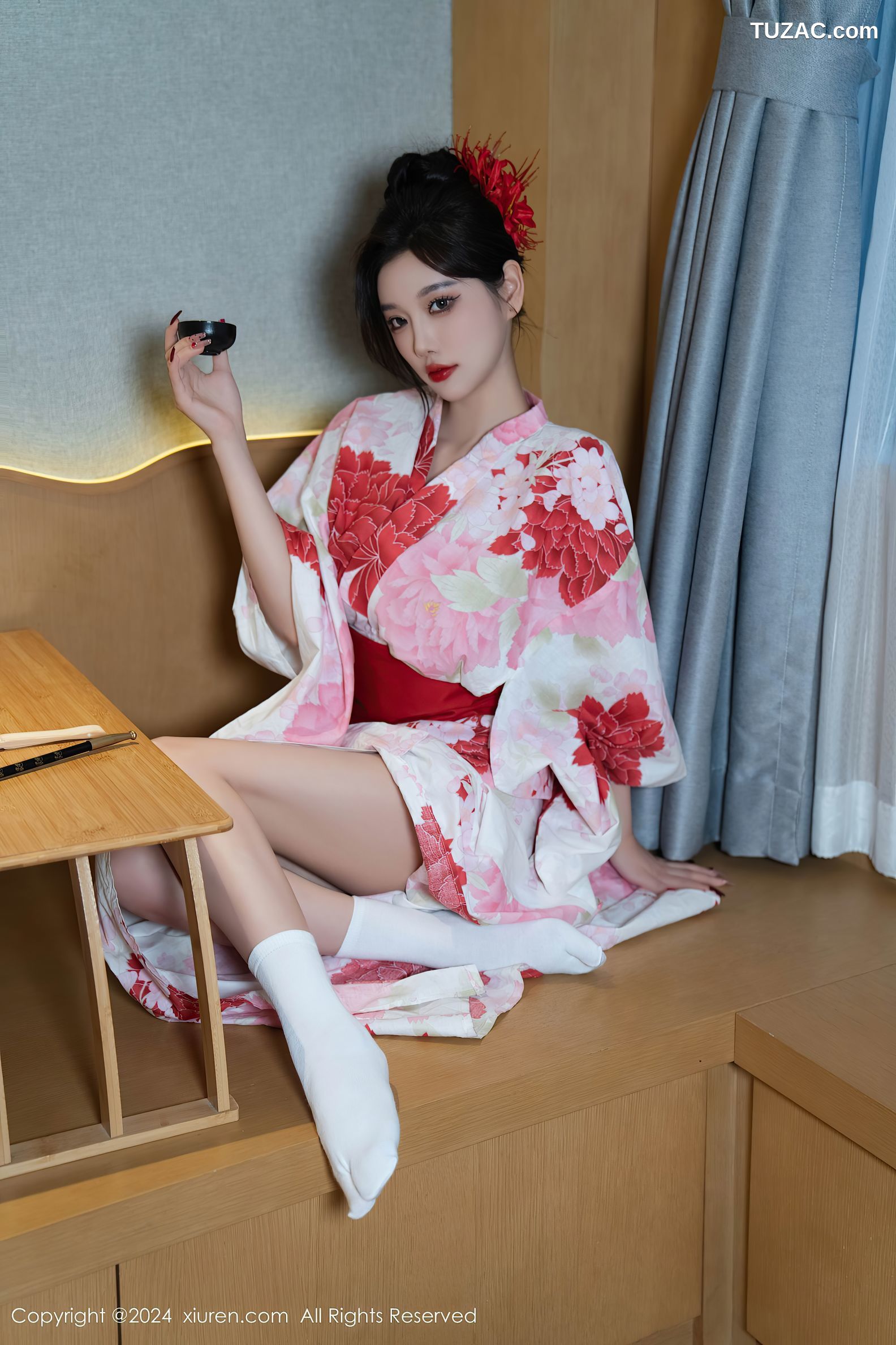 XiuRen秀人网-9208-杨晨晨Yome-红花和服红色情趣内衣-2024.09.25